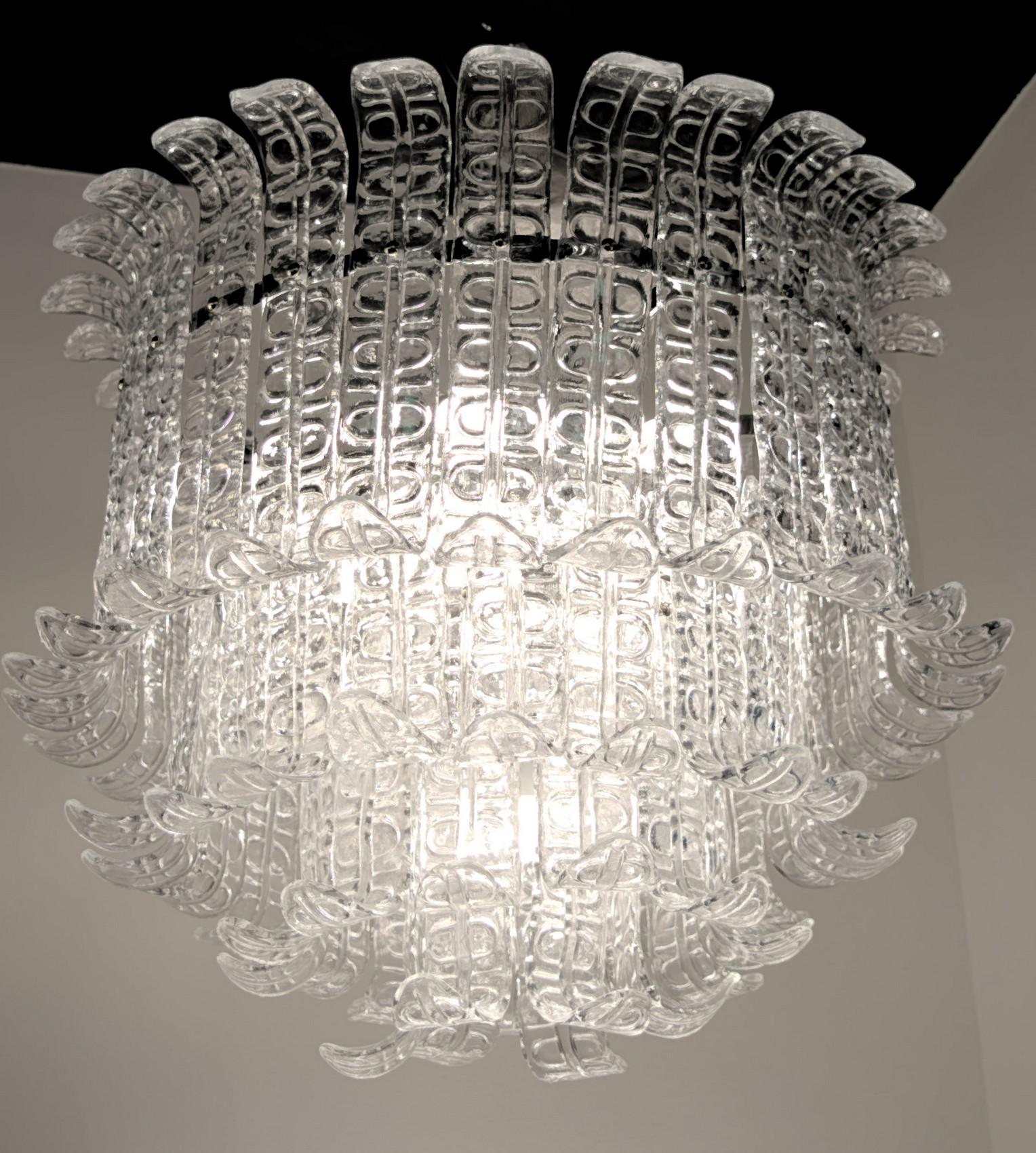 Felci Fern Clear Glass Barovier and Toso Murano Chandelier, 1970s 10