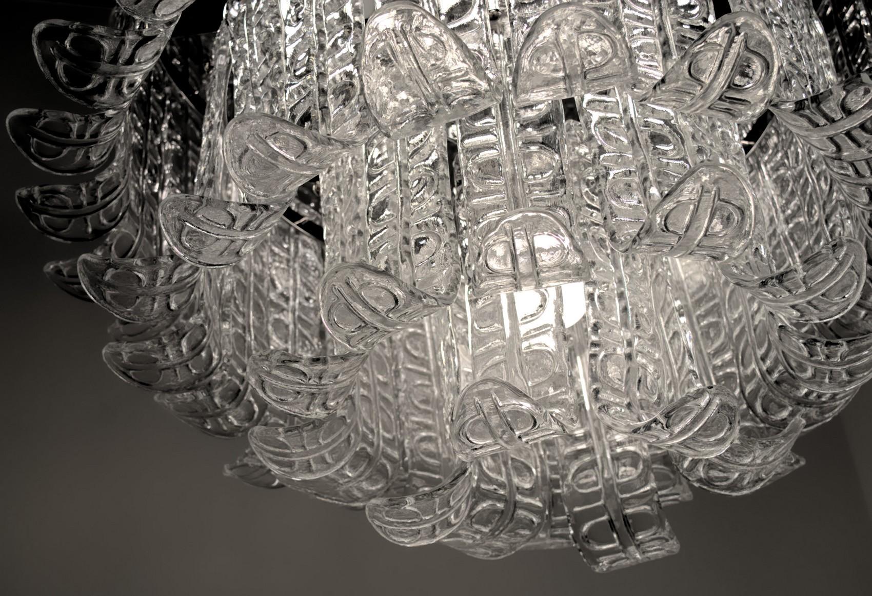 Felci Fern Clear Glass Barovier and Toso Murano Chandelier, 1970s 12