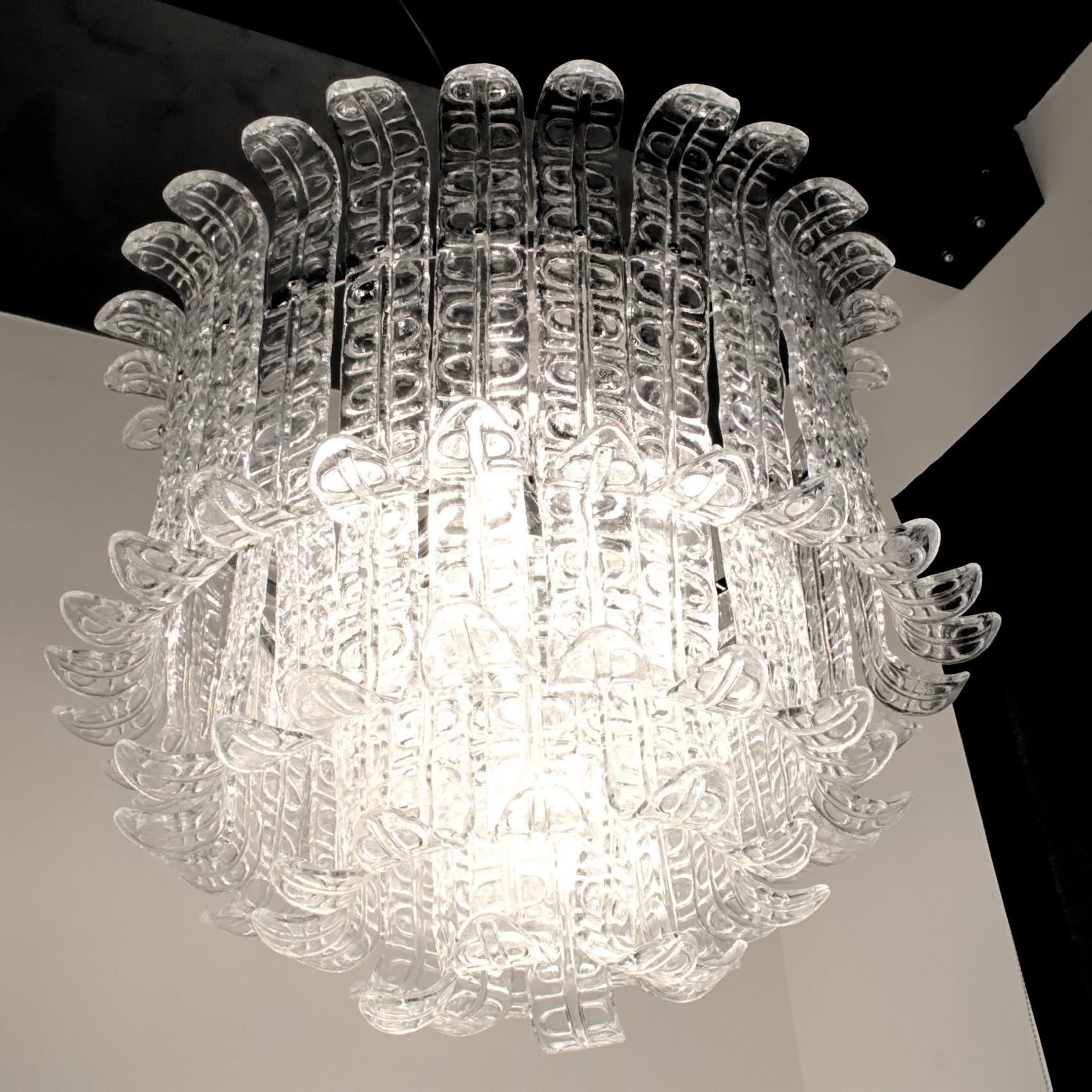 Felci Fern Clear Glass Barovier and Toso Murano Chandelier, 1970s 1