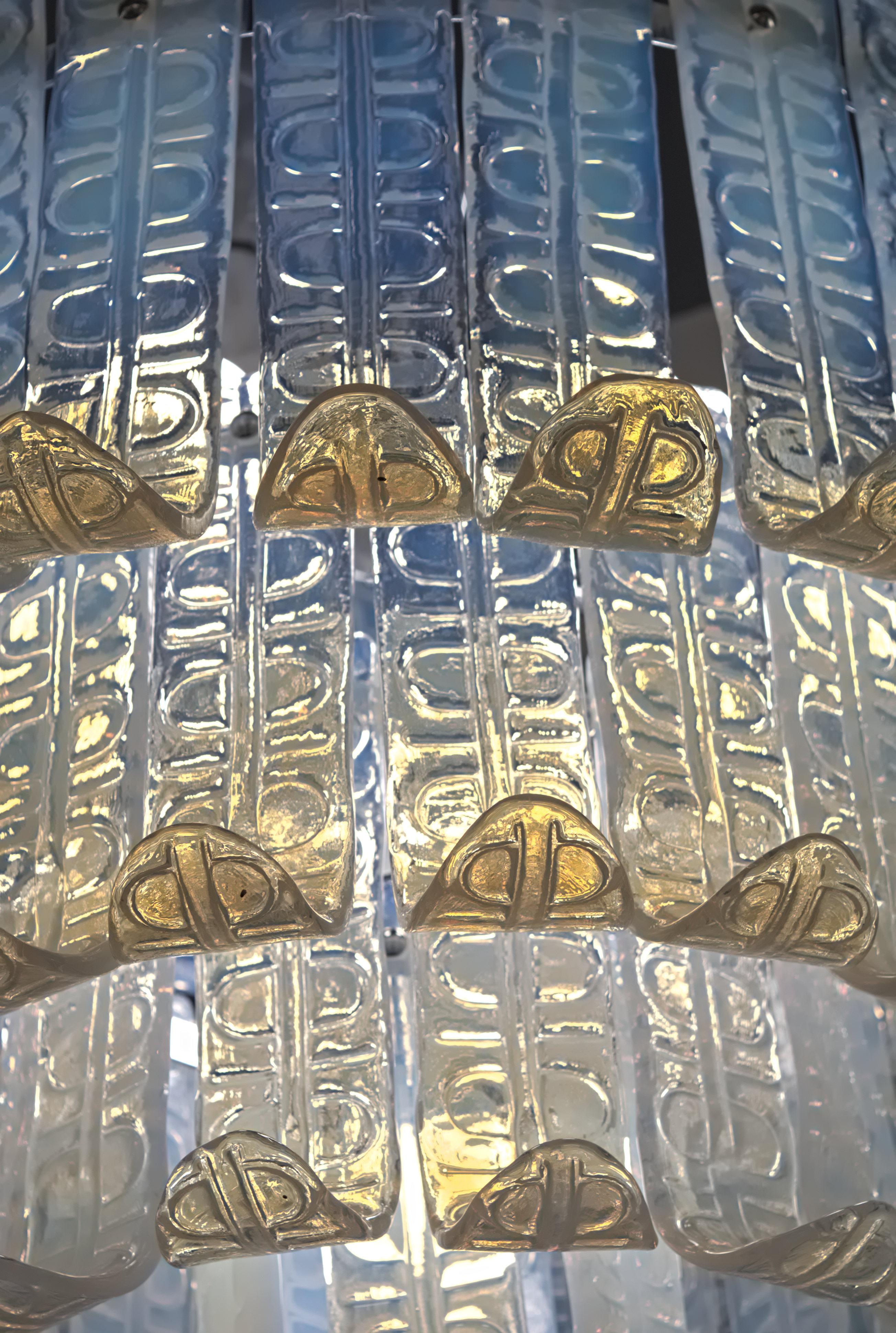 Felci Fern Opaline Glass Barovier & Toso Murano Glass Chandelier, 1970s 10