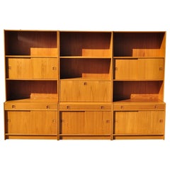 Feldballes Mobelfabrik Danish Modern Teak Wall Unit Bookcase Desk Cabinet
