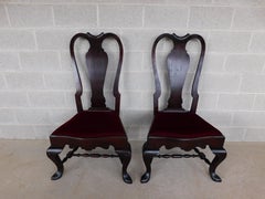 Feldenkreis Mahogany Queen Anne Style Oversize Accent Fireside Chairs - a Pair
