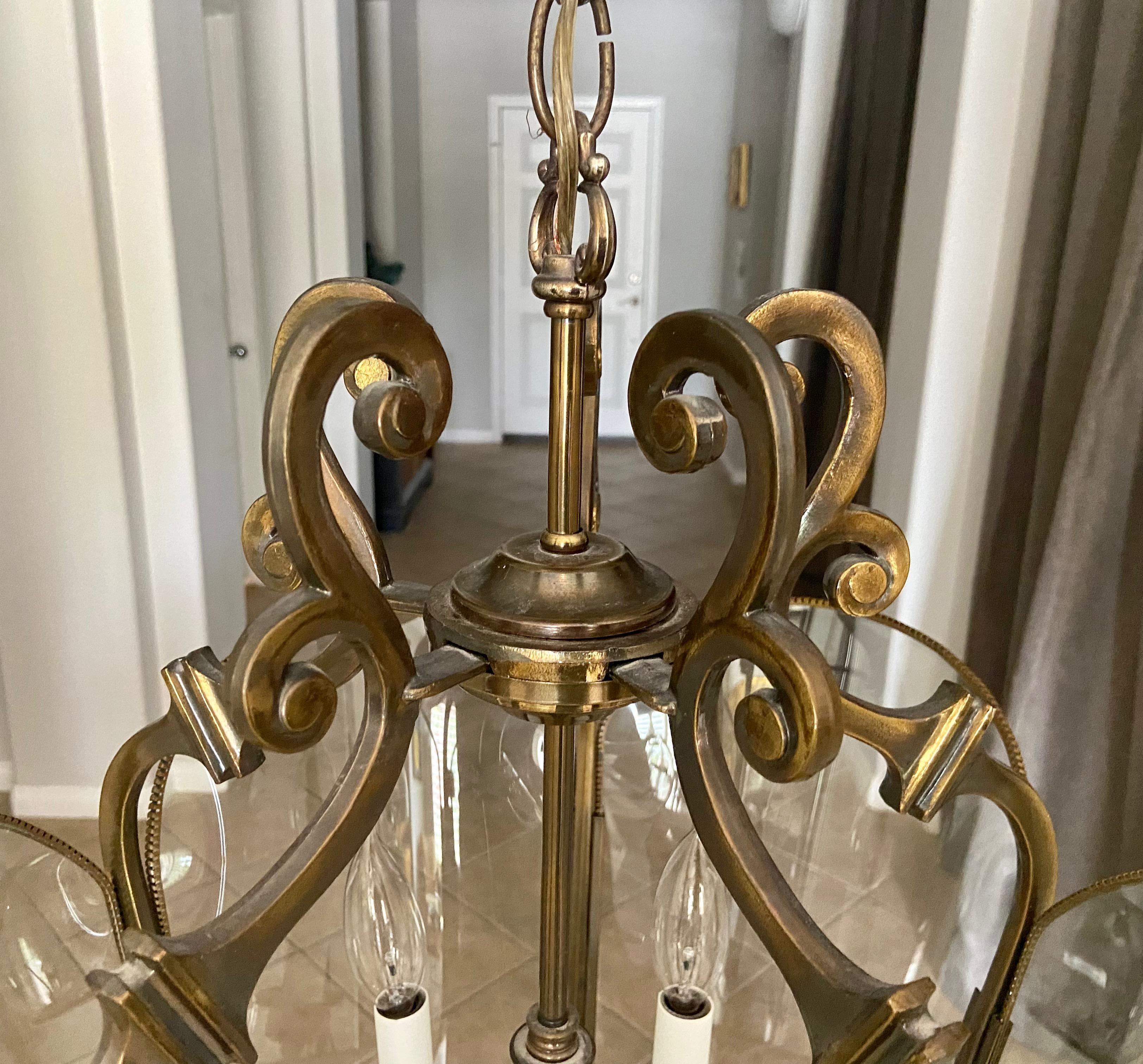 Feldman Brass 5 Light Hall Lantern or Pendant For Sale 7
