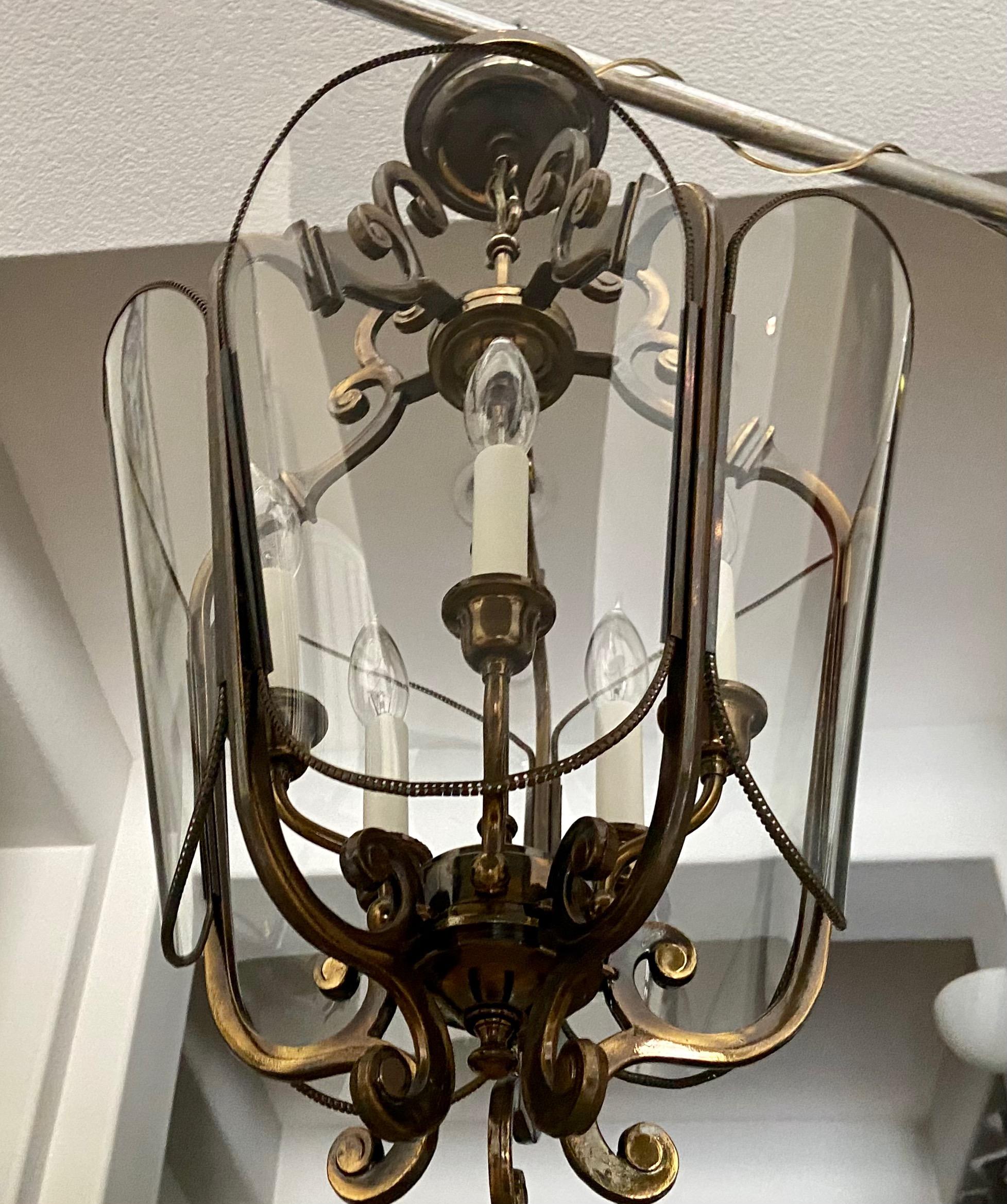 Feldman Brass 5 Light Hall Lantern or Pendant For Sale 8