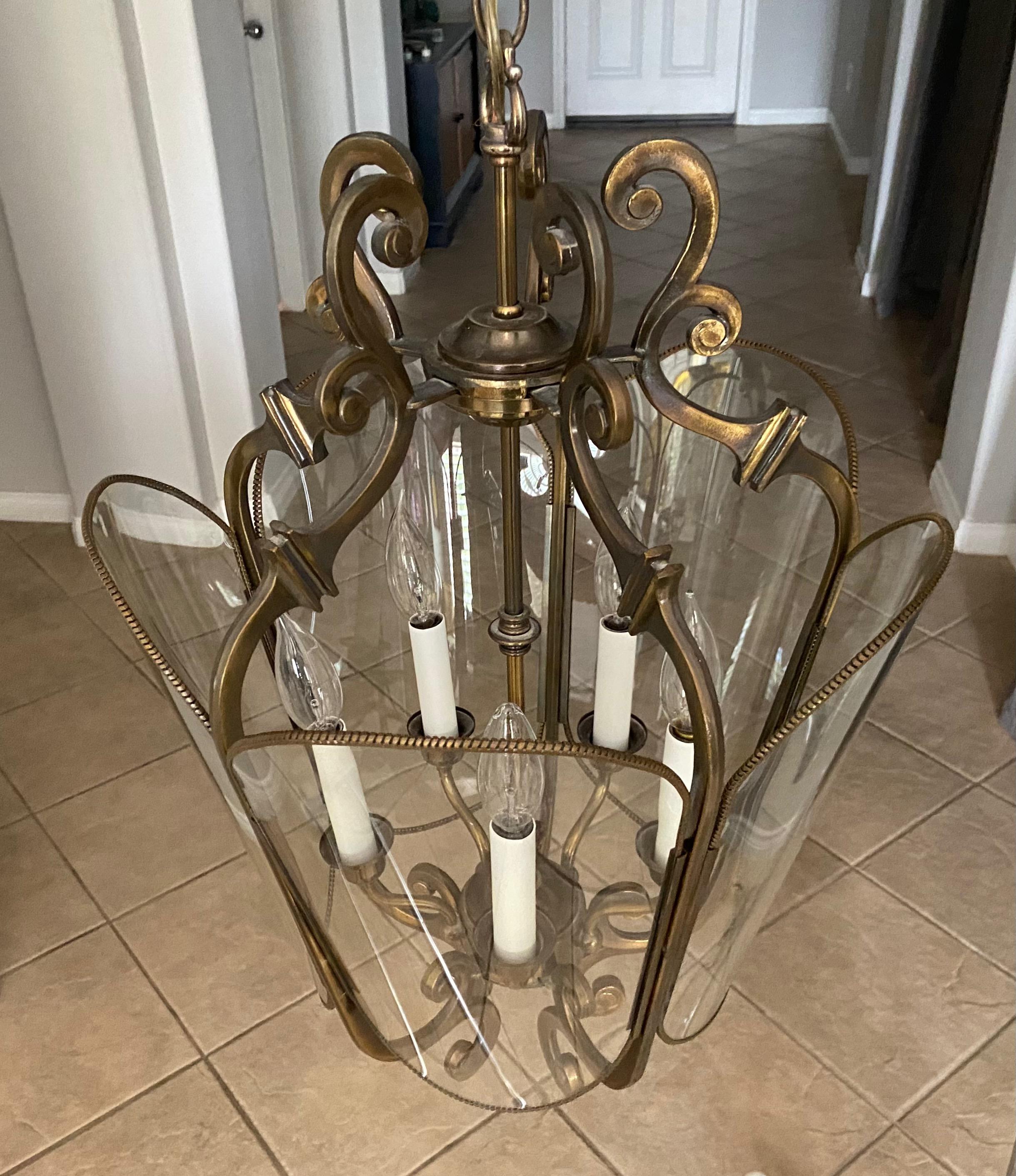 Feldman Brass 5 Light Hall Lantern or Pendant For Sale 10
