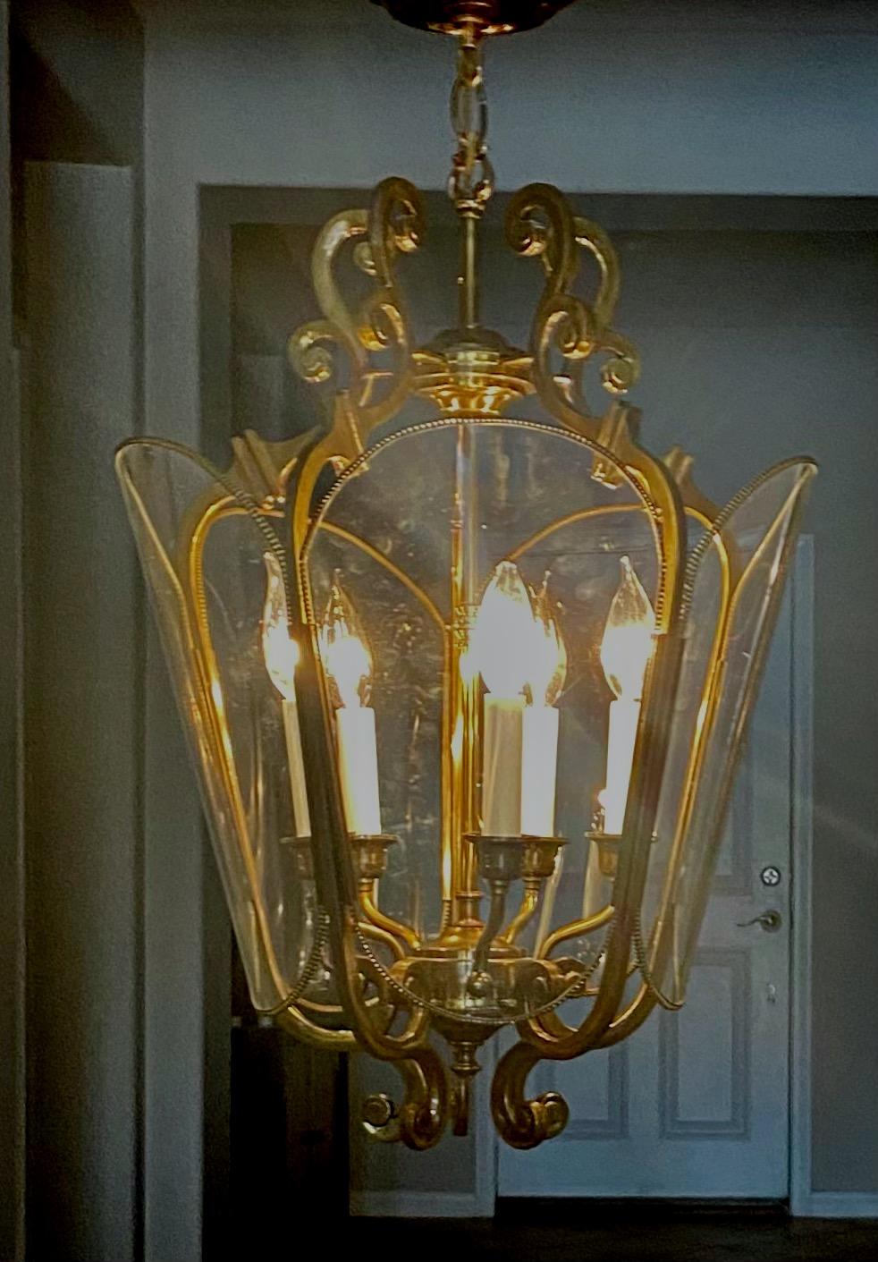 Feldman Brass 5 Light Hall Lantern or Pendant For Sale 14