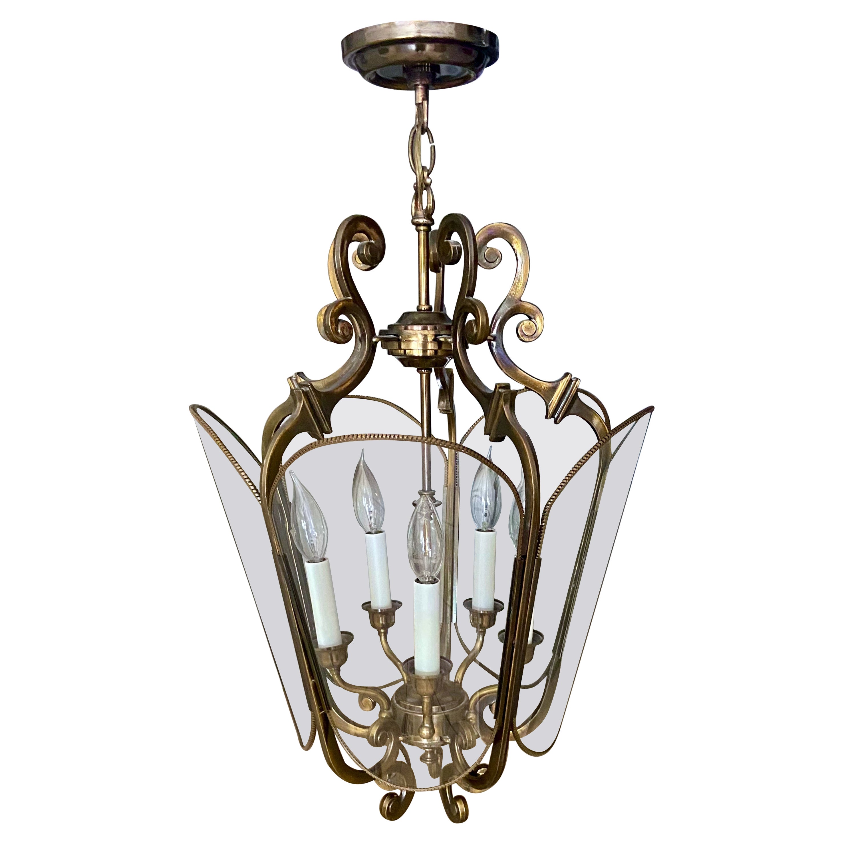 Farol o Colgante de Vestíbulo de 5 Luces de Latón Feldman