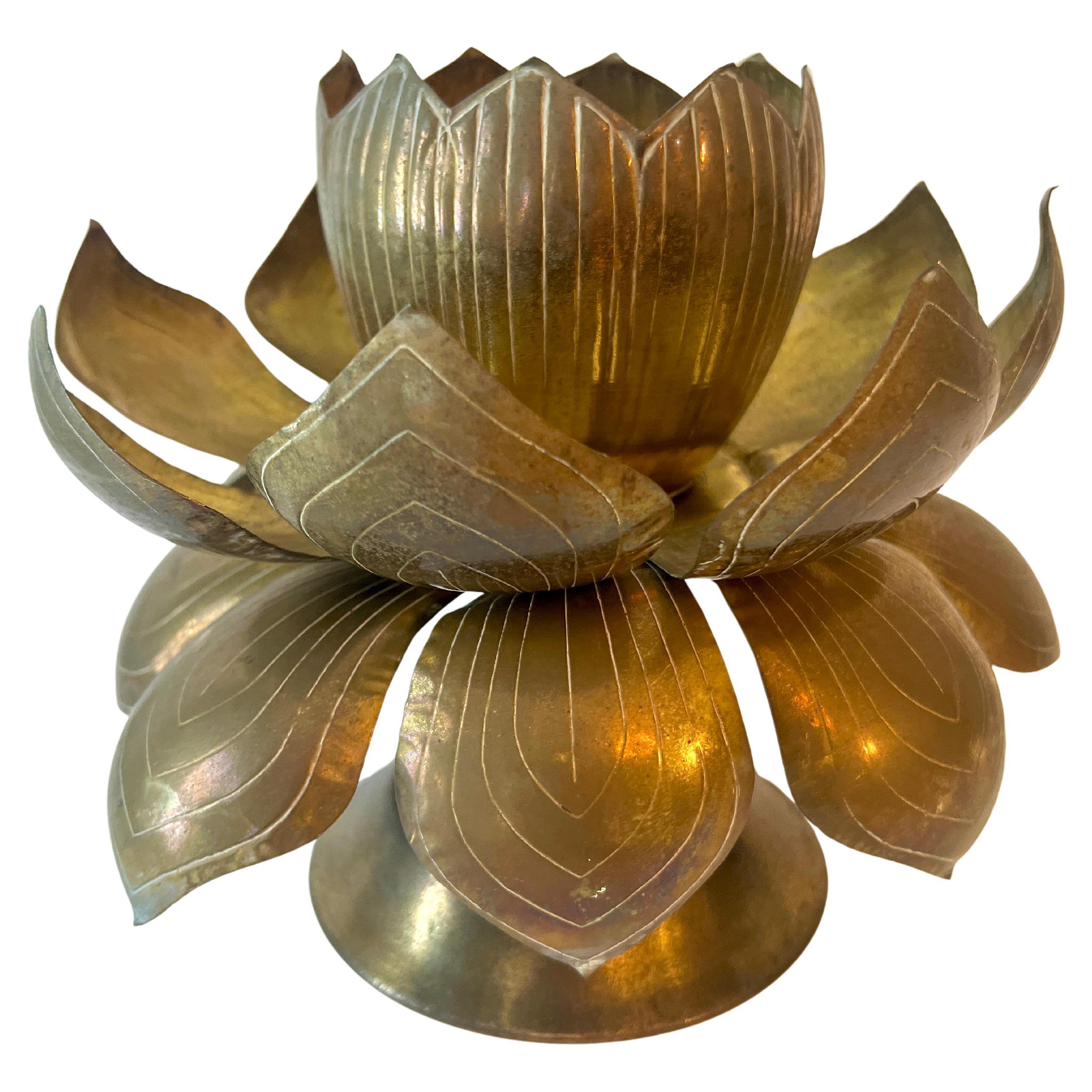 Feldman Brass Lotus Flower Candle Holder