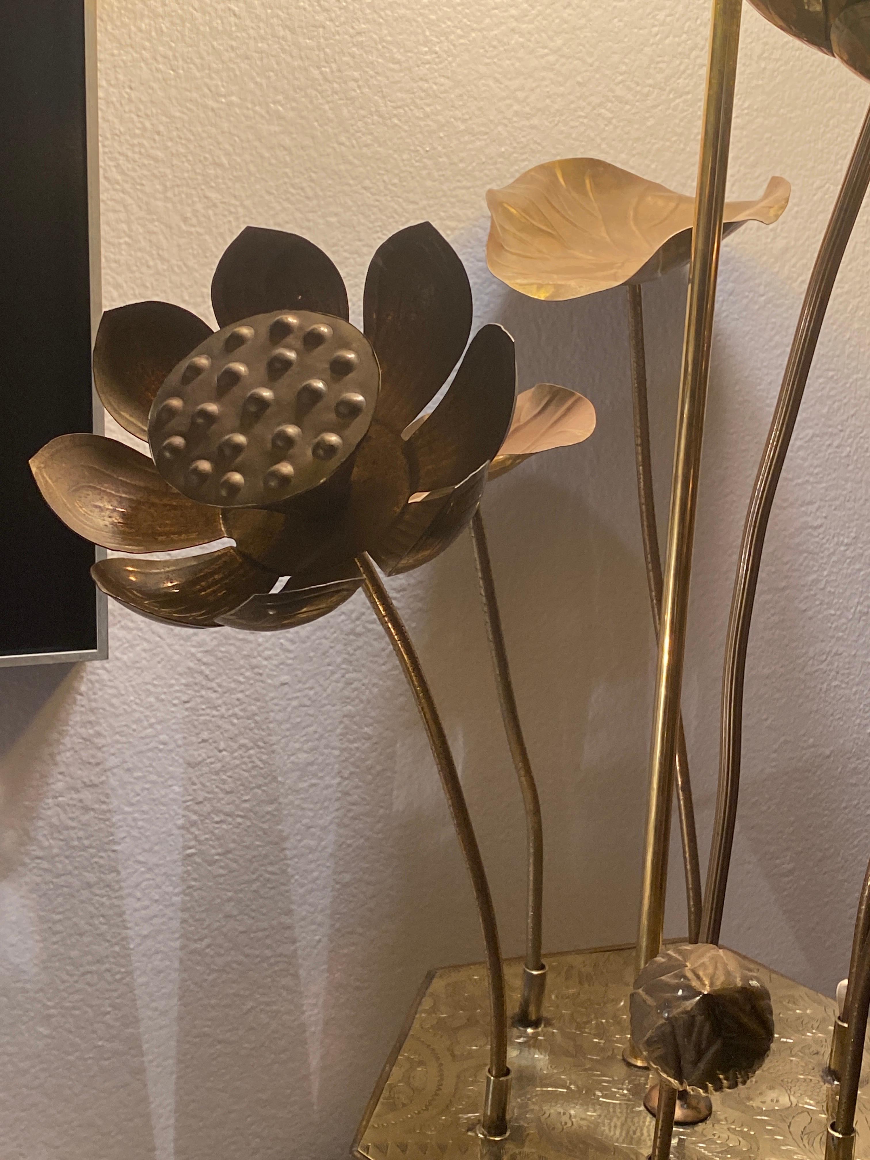Feldman Brass Lotus Flower Lamp For Sale 2