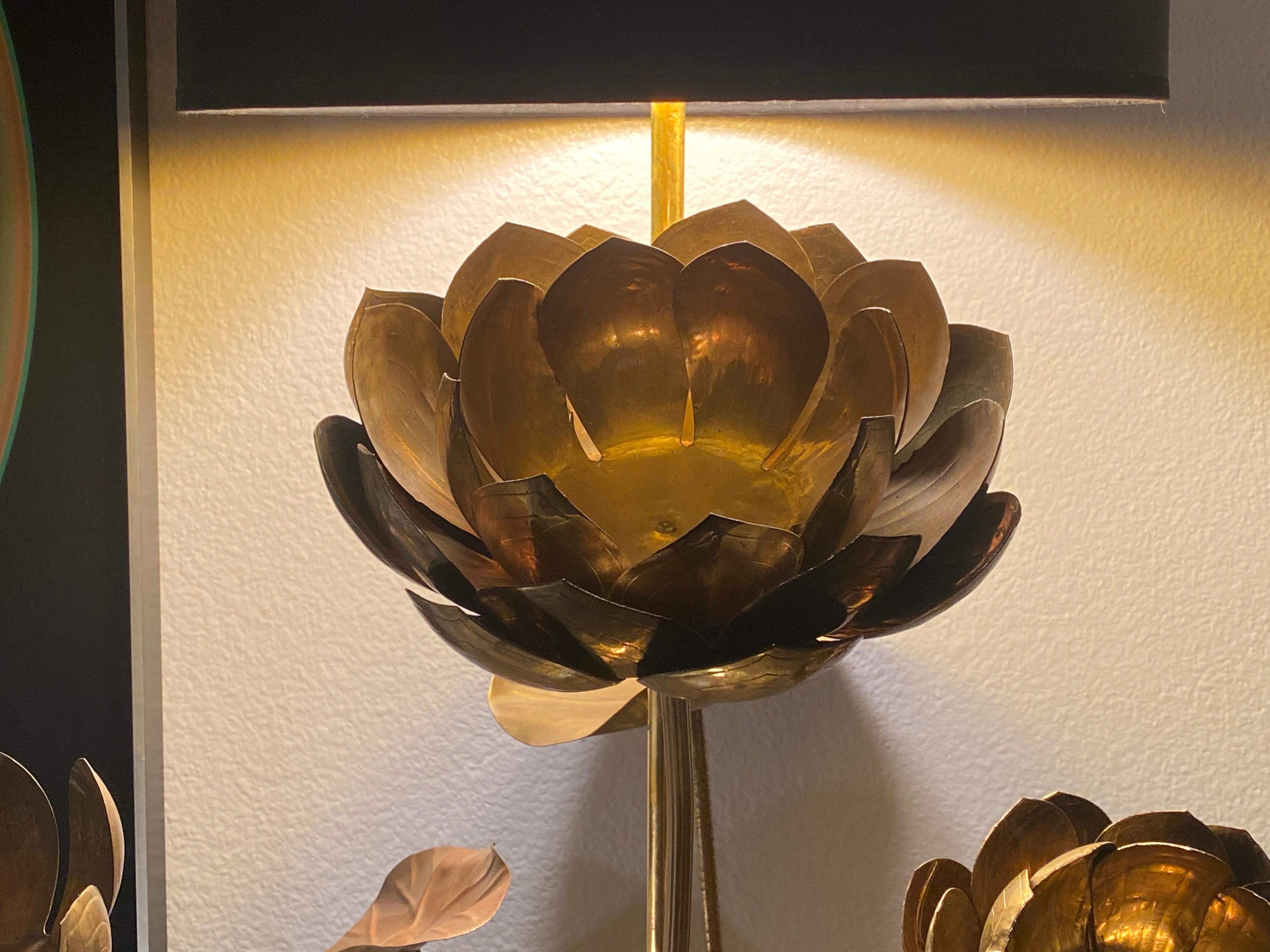 Feldman Brass Lotus Flower Lamp For Sale 3