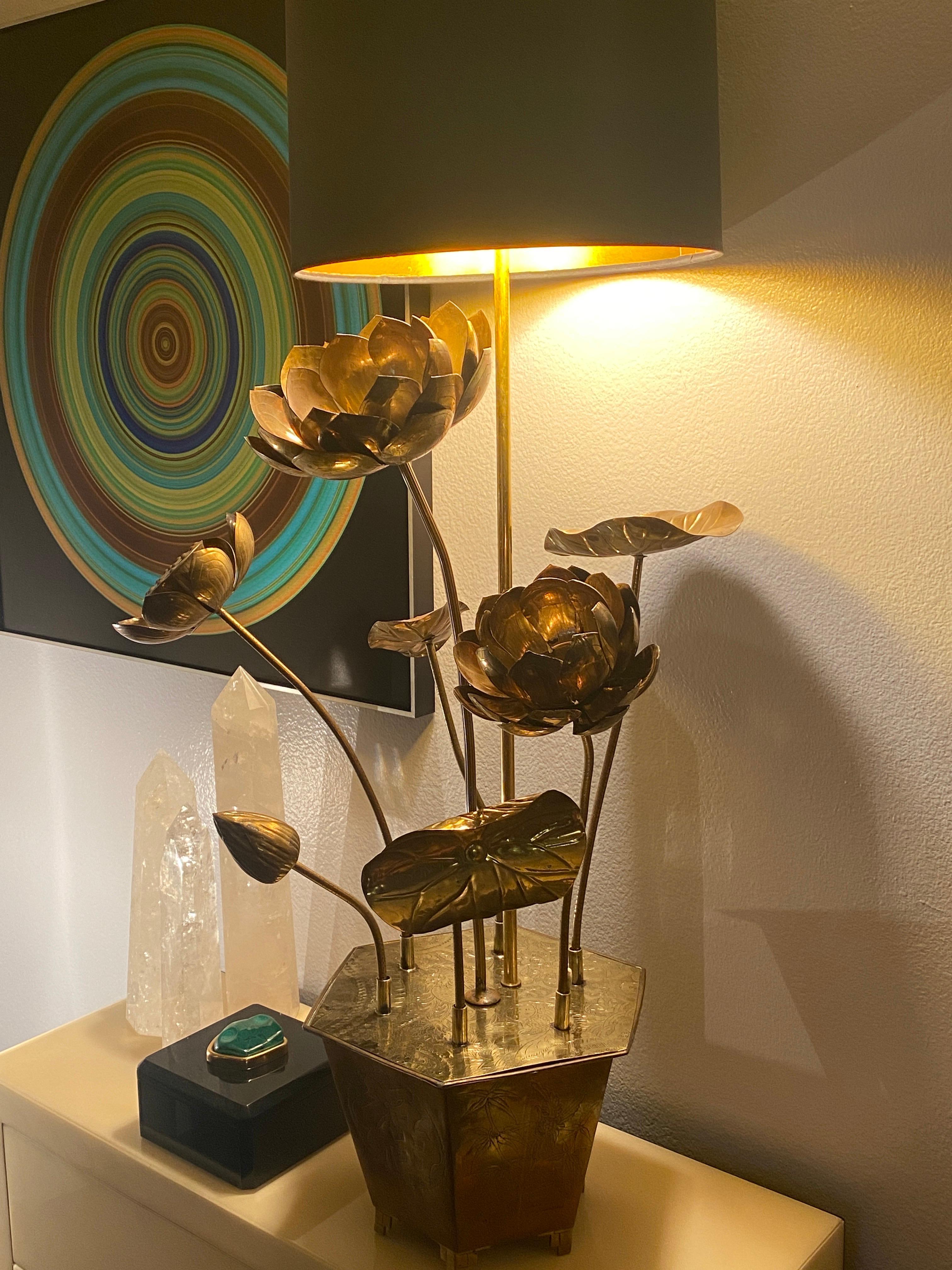 Feldman Brass Lotus Flower Lamp For Sale 4