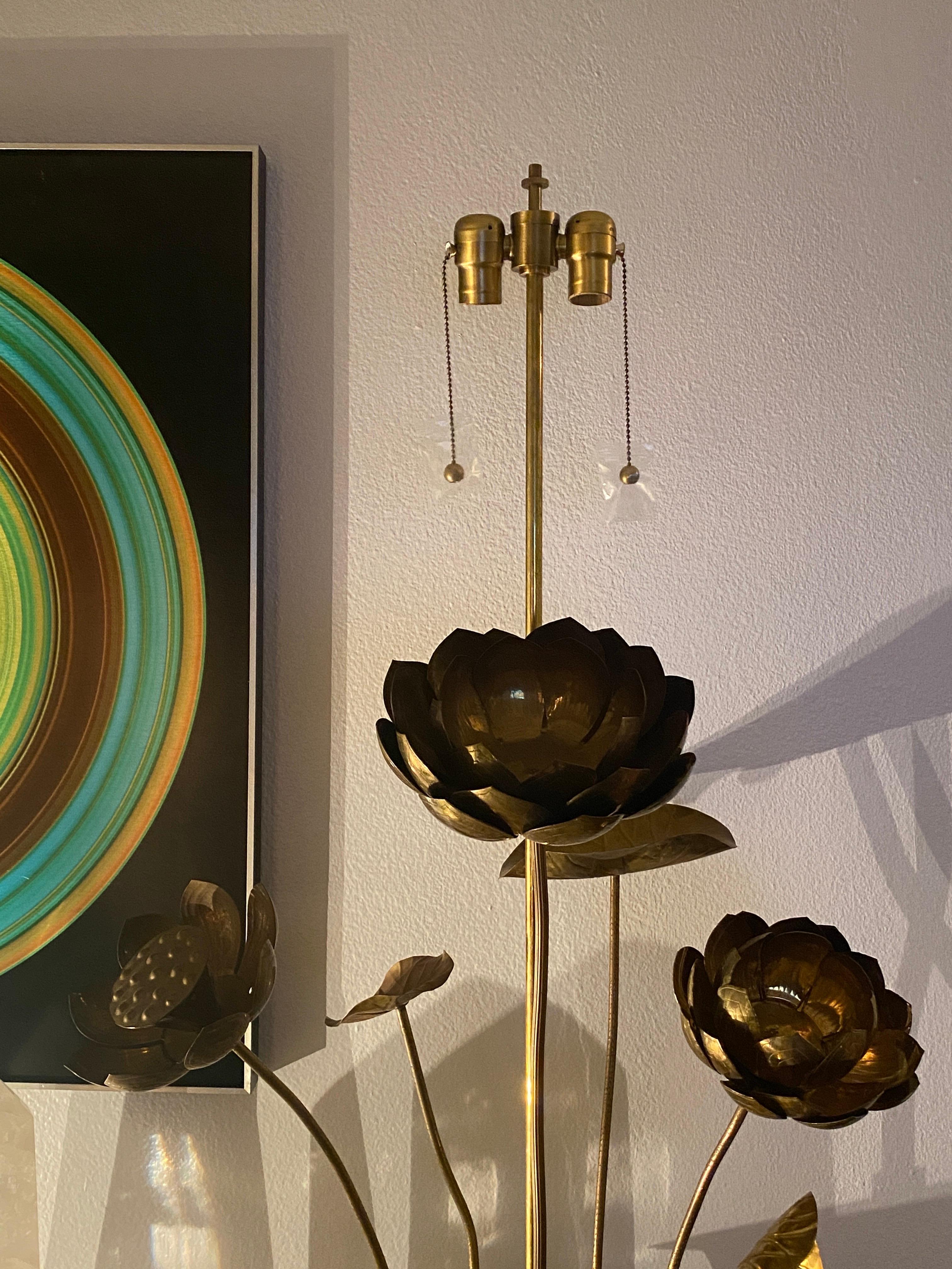 Feldman Brass Lotus Flower Lamp For Sale 7