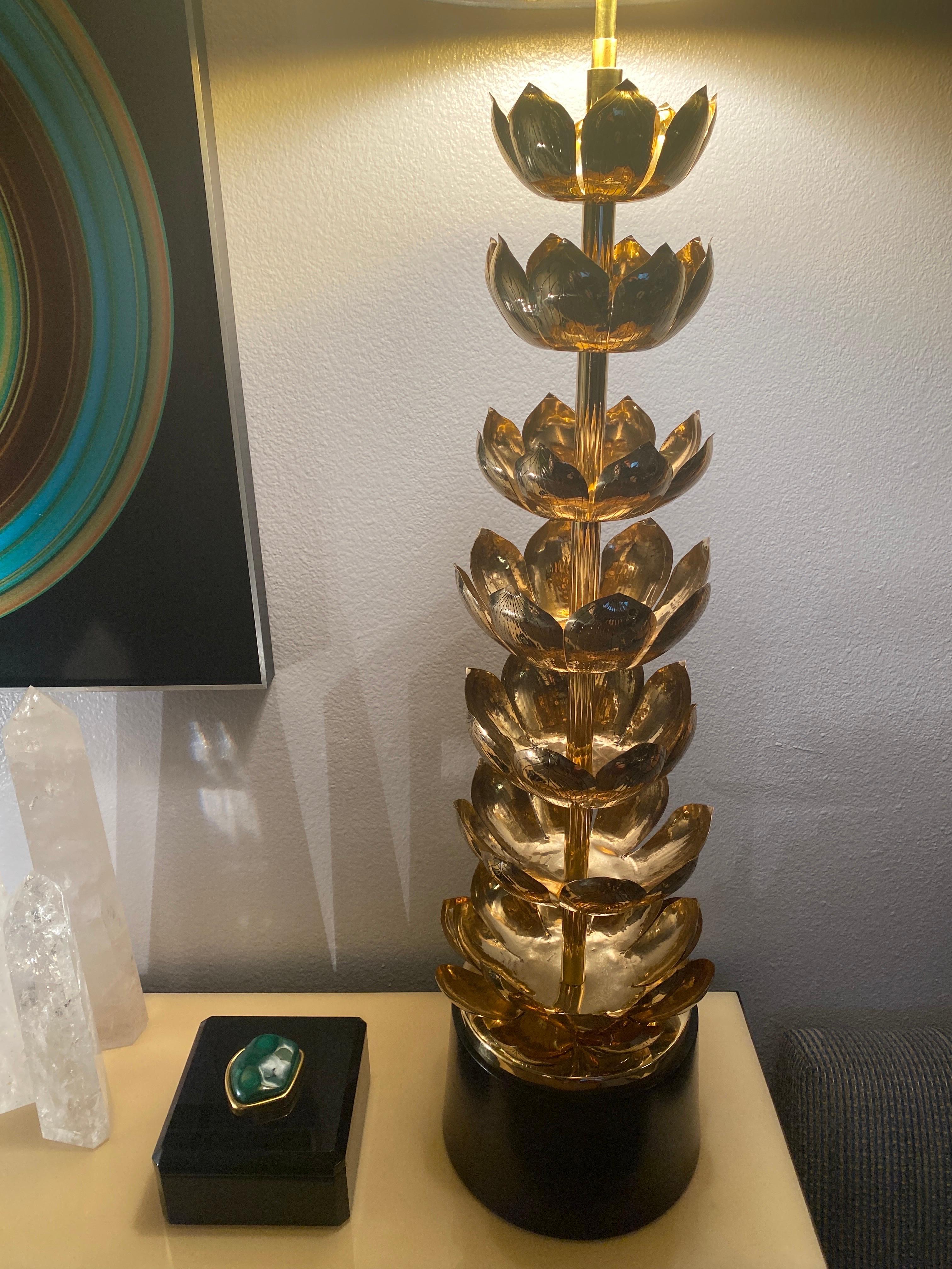 Mid-20th Century Feldman Brass Lotus Lamp For Sale