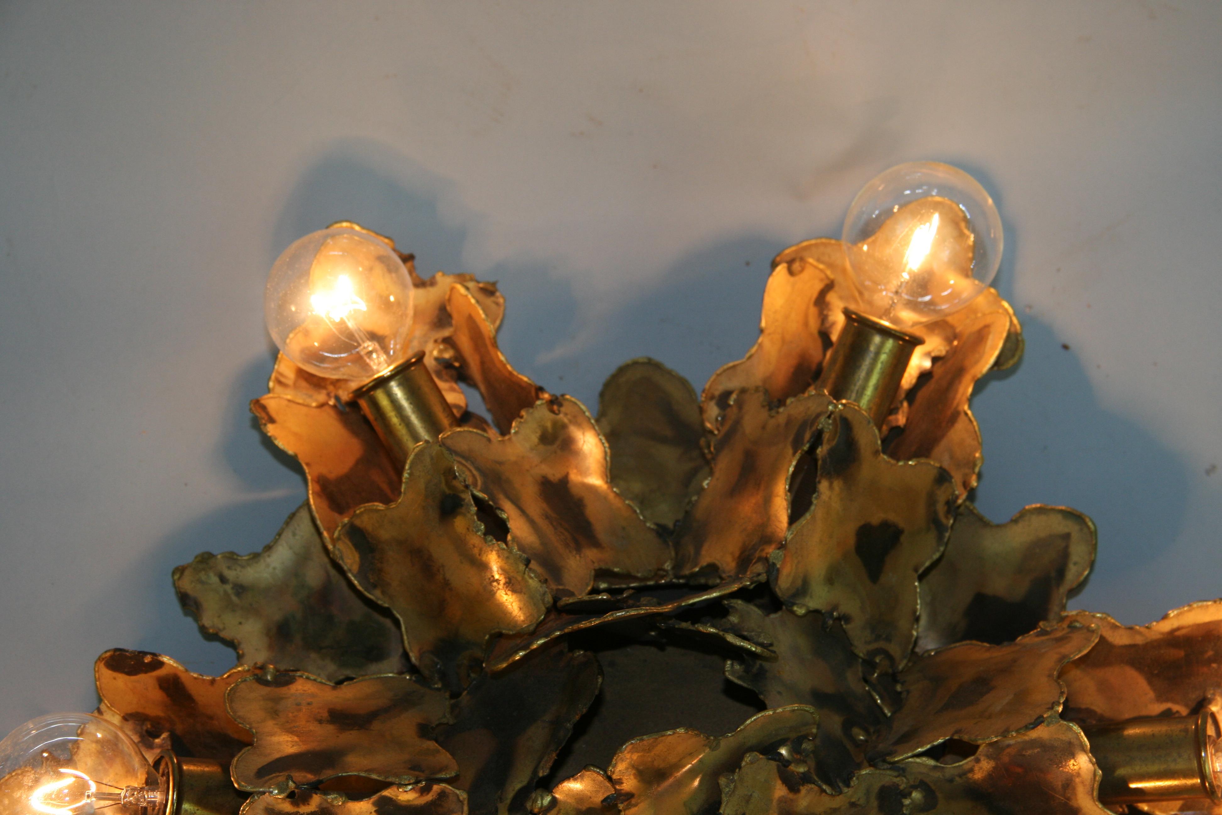 Feldman Brutalist Six Light Brass Flushmount For Sale 7