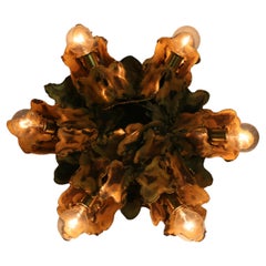Feldman Brutalist Six Light Brass Flushmount