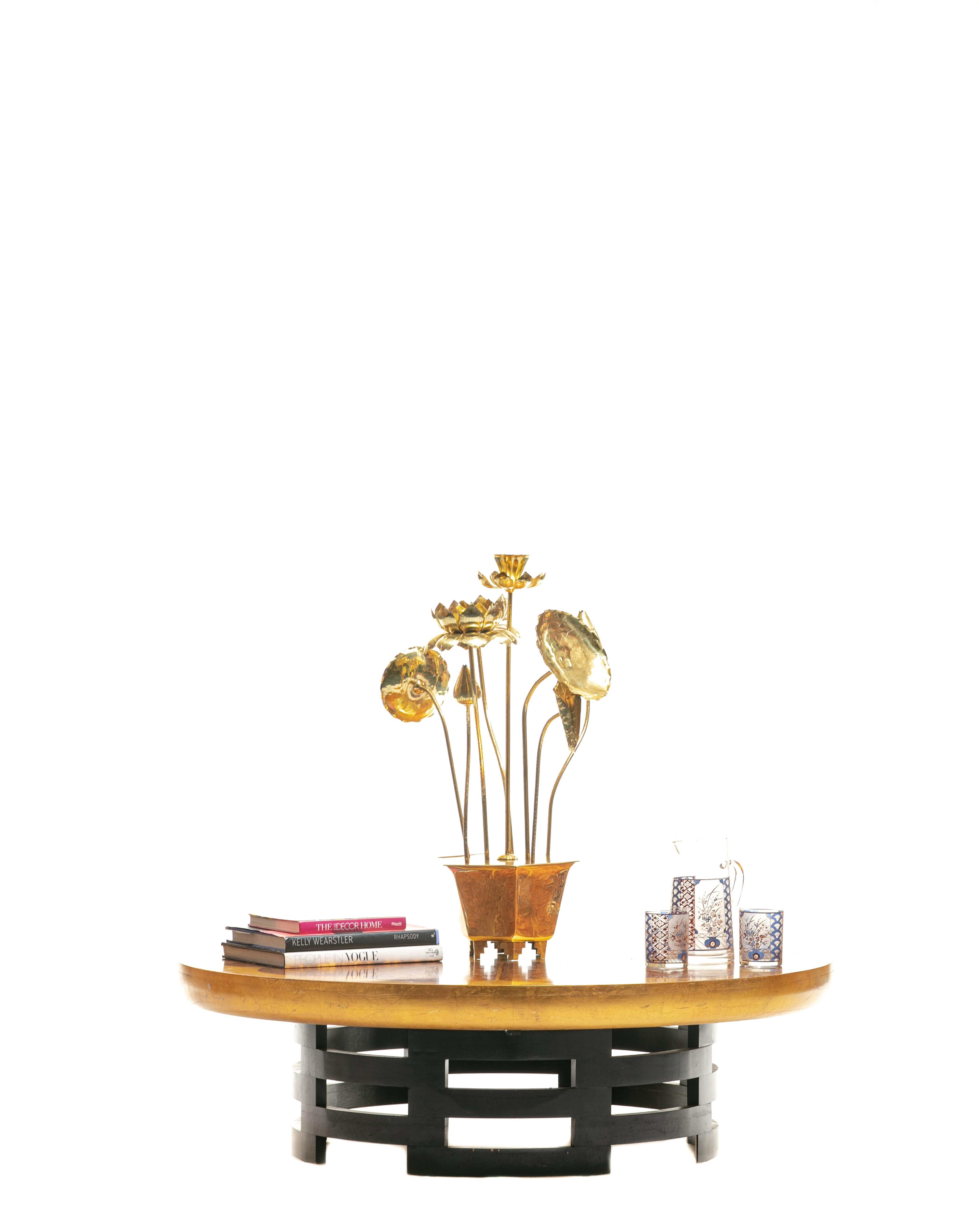 Feldman Chinoiserie Adjustable Brass Lotus Bouquet Sculpture, circa 1970 5
