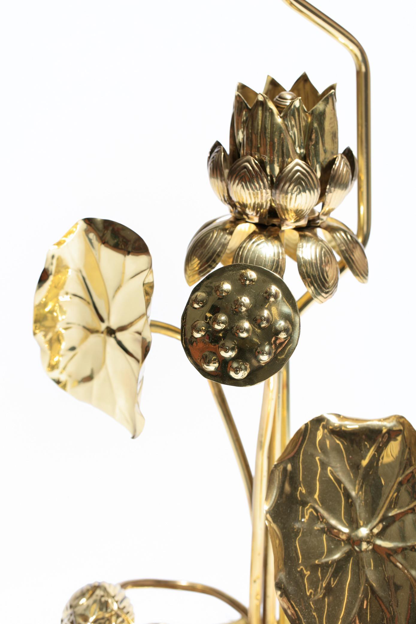 Brass Feldman Lotus Flower Lamp in the Style of Parzinger, circa 1960