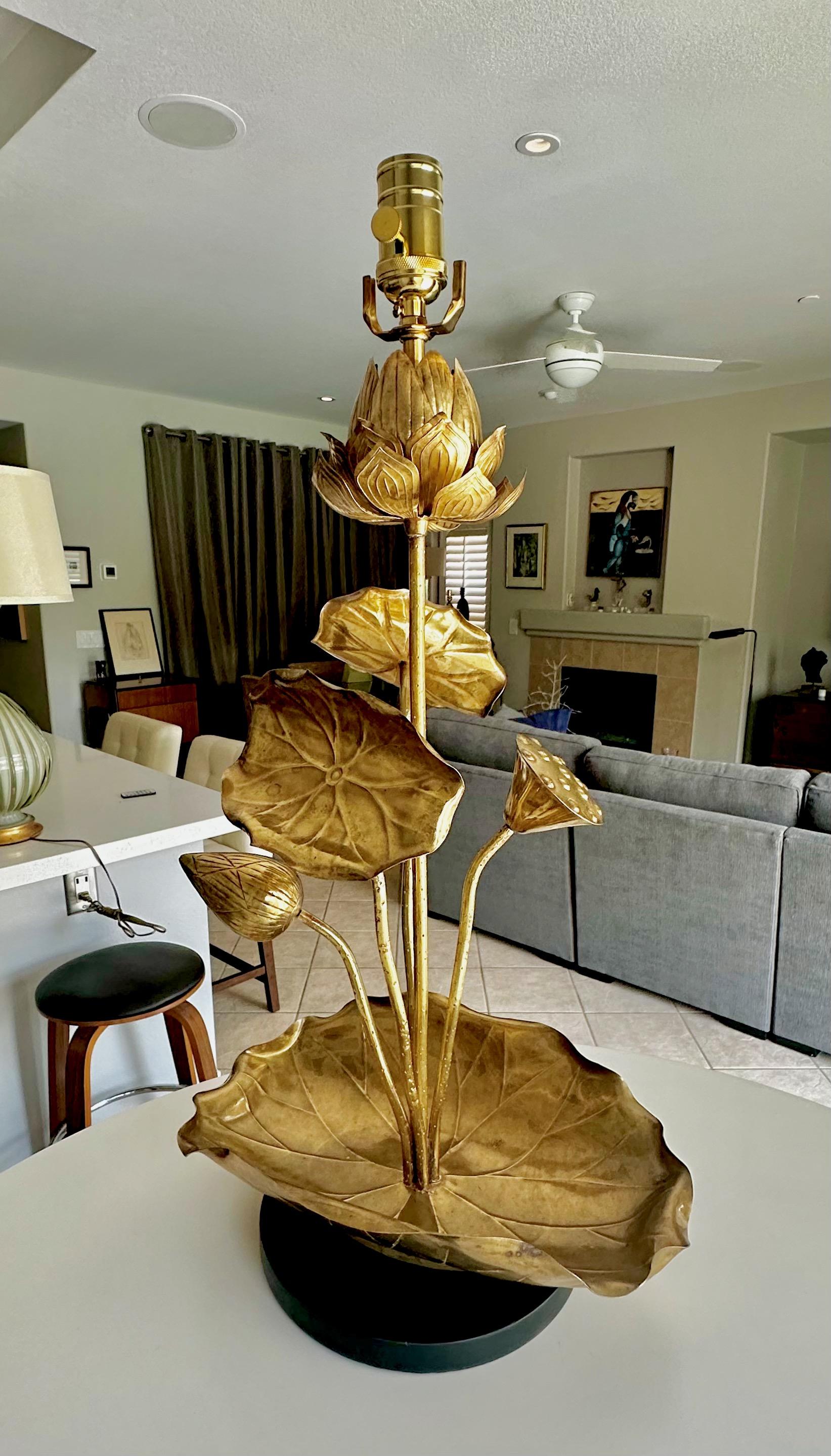 Brass Feldman Lotus Flower table Lamp Style of Parzinger For Sale