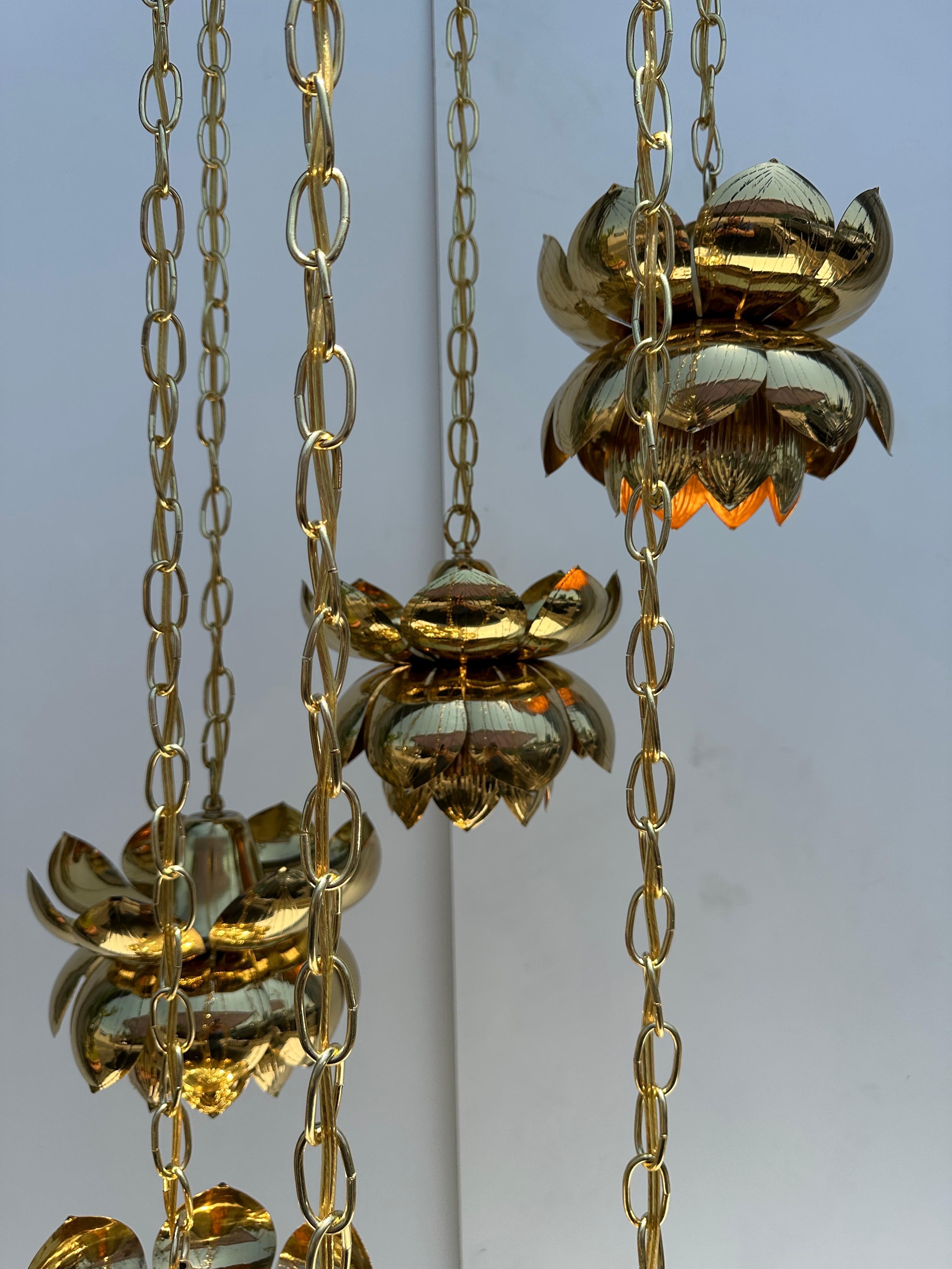 Feldman Six Light Brass Lotus Chandelier 3