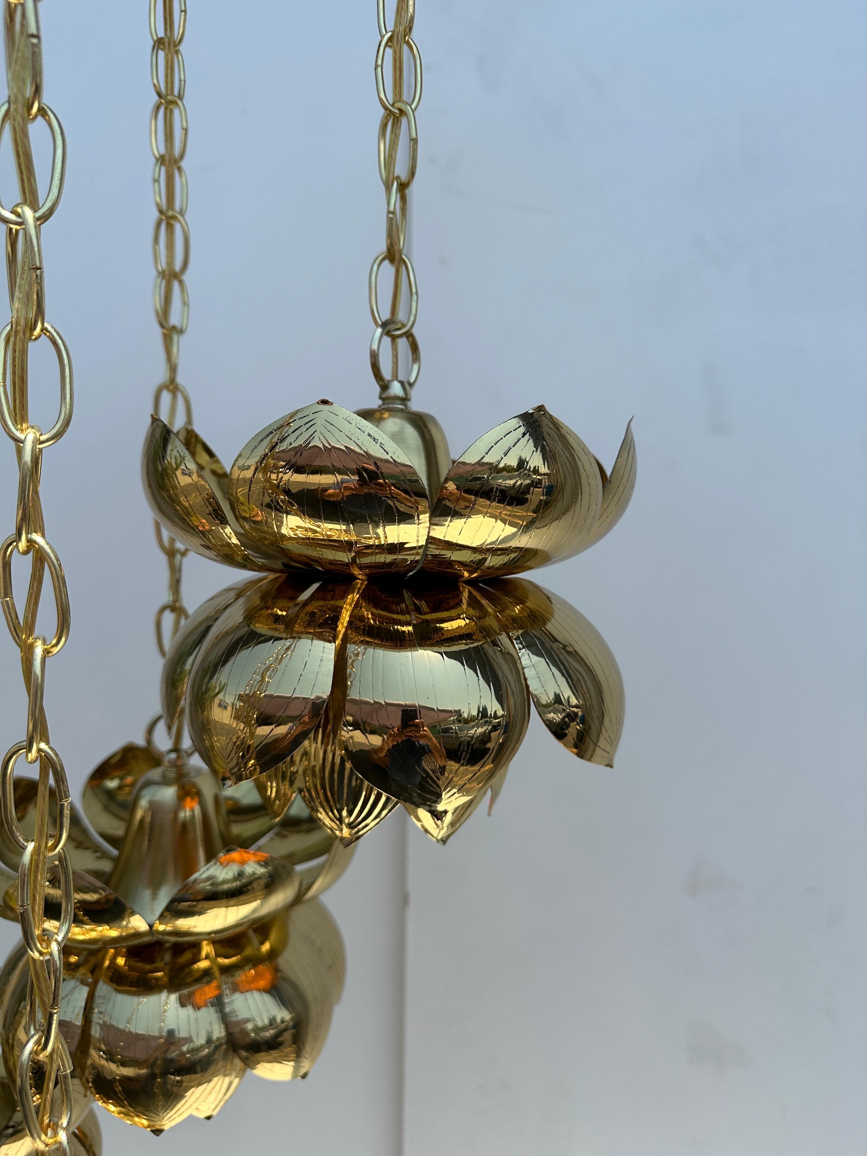 Feldman Six Light Brass Lotus Chandelier 4