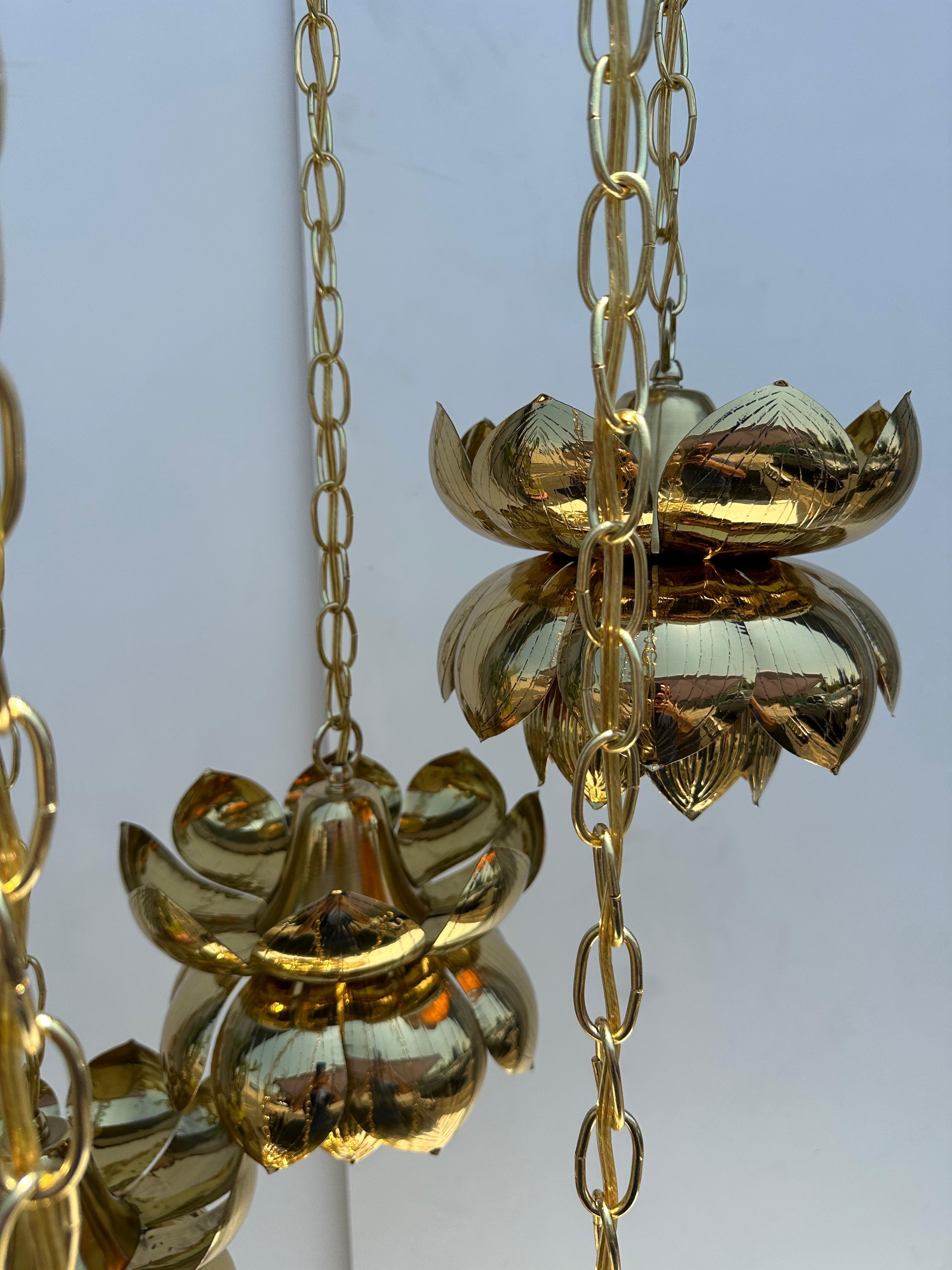 Feldman Six Light Brass Lotus Chandelier 5