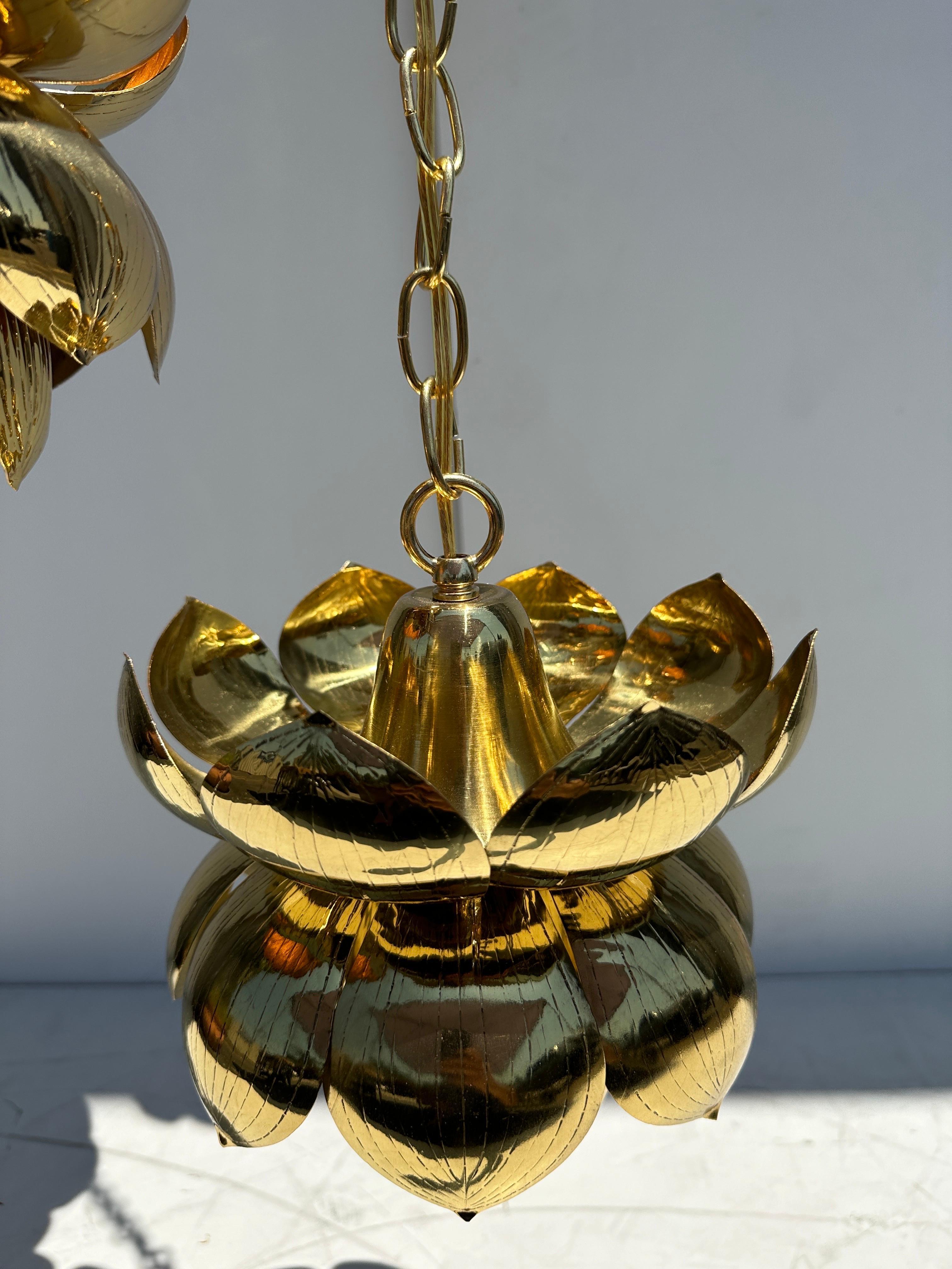 Feldman Six Light Brass Lotus Chandelier 7
