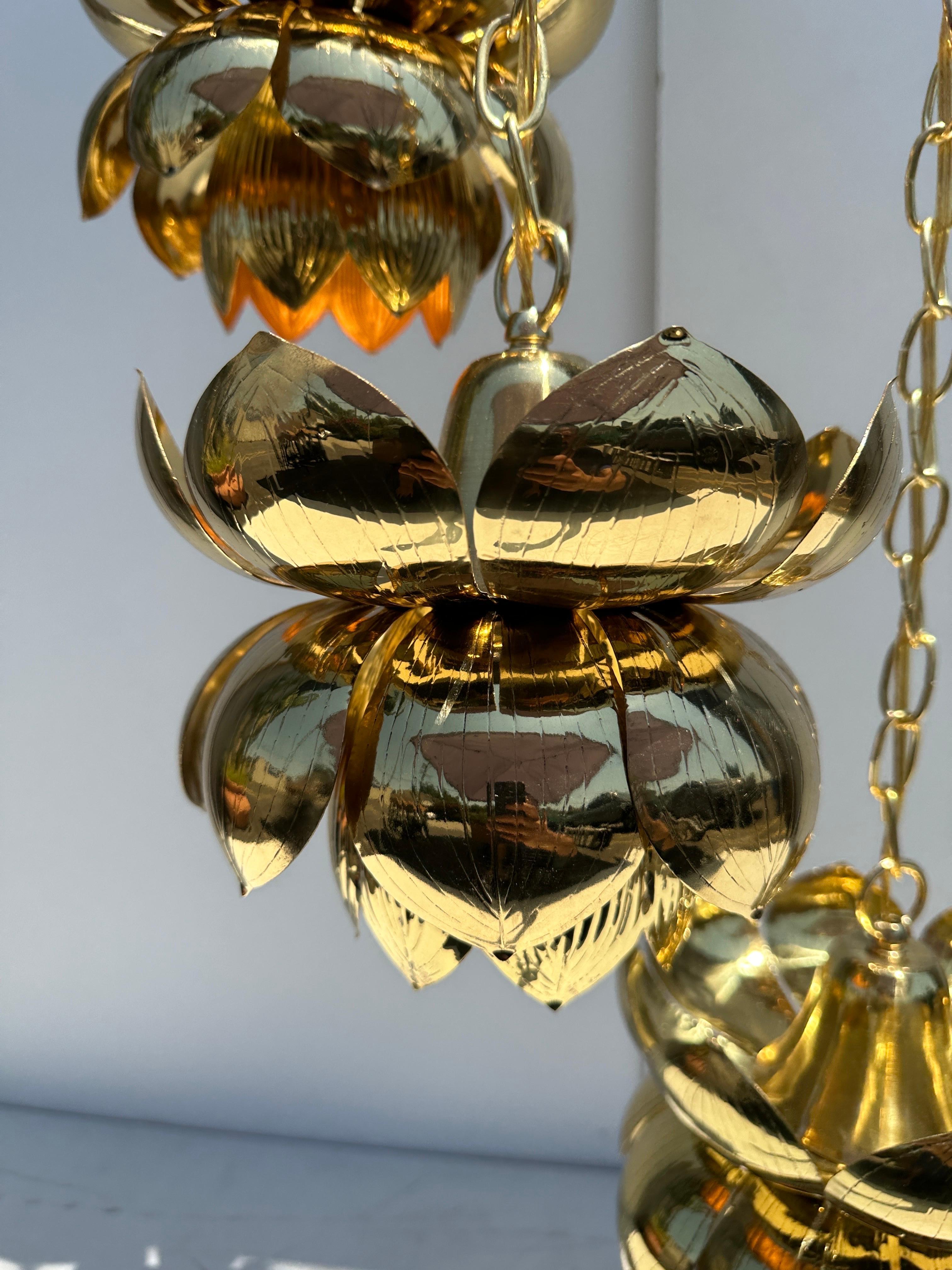 Feldman Six Light Brass Lotus Chandelier 8