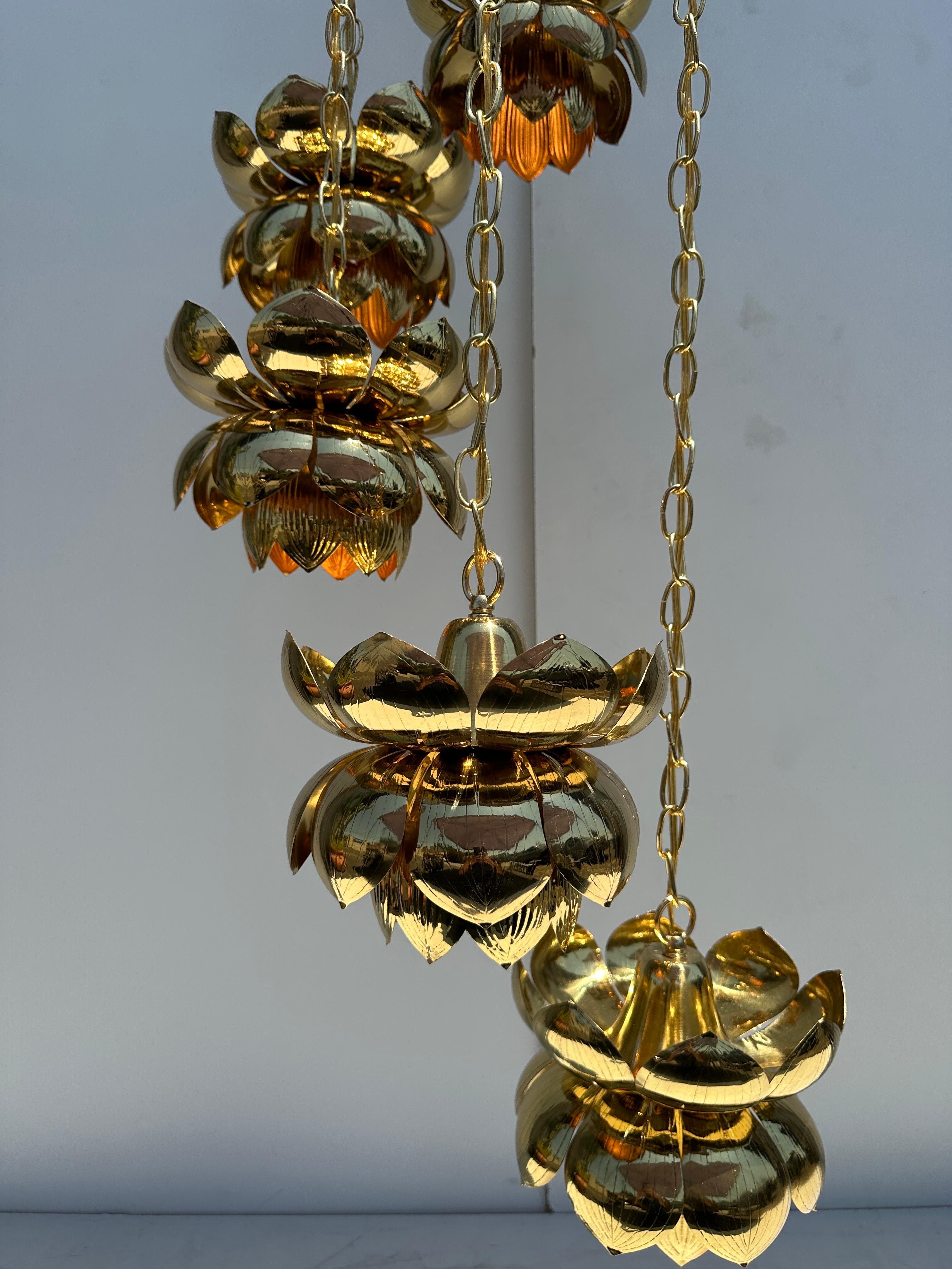 Feldman Six Light Brass Lotus Chandelier 2