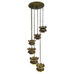 Feldman Six Light Brass Lotus Chandelier