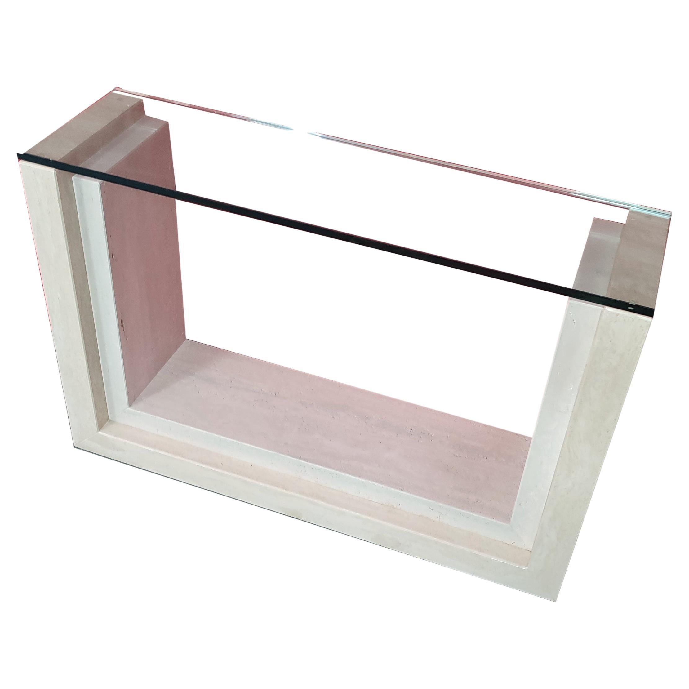 Feles Marble Travertine Console Natural, Matte, Polished Marble Made to Measure For Sale