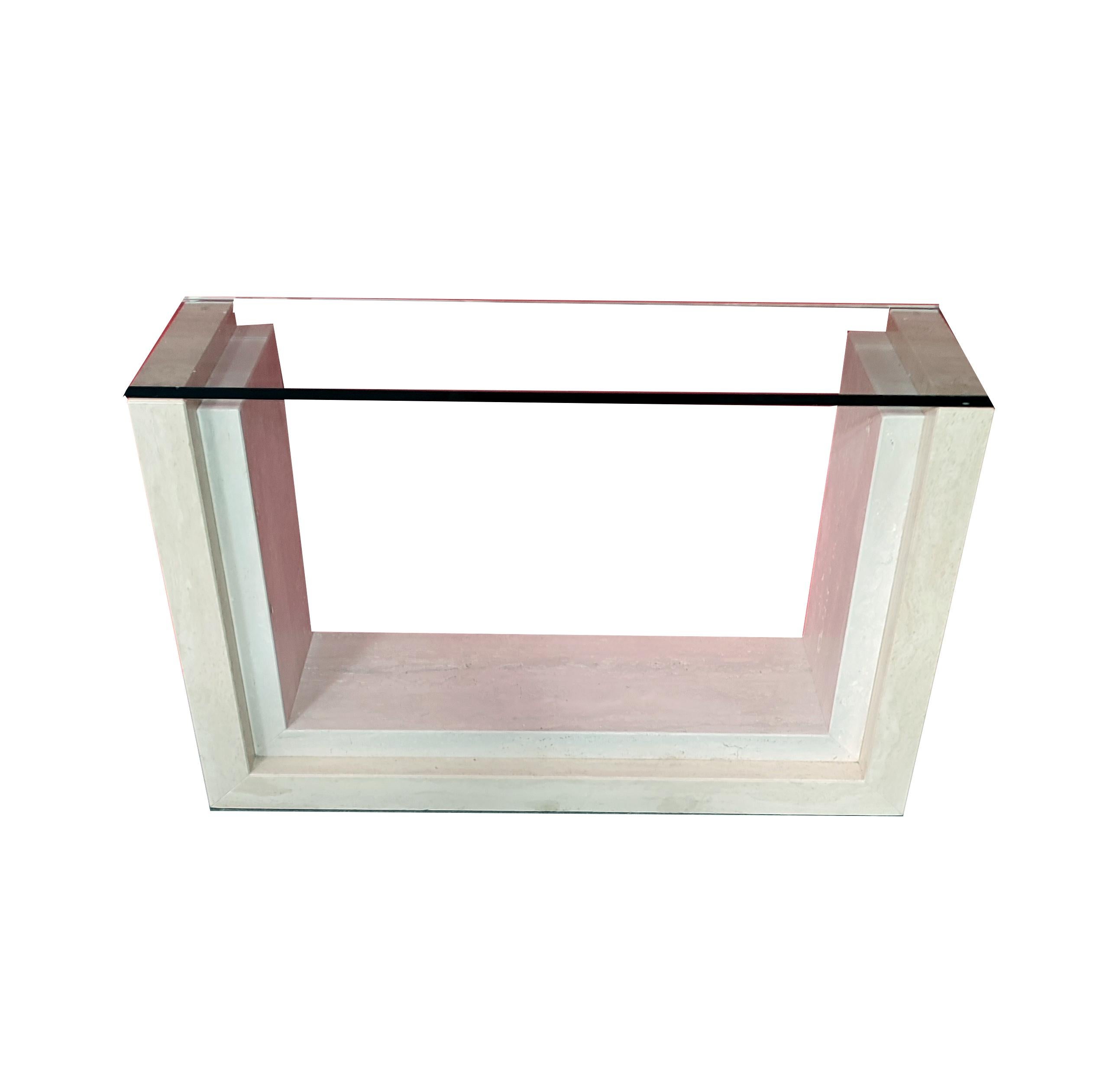 Spanish Feles Marble Travertine Console Table Natural & Matte Travertine in Stock Meddel For Sale