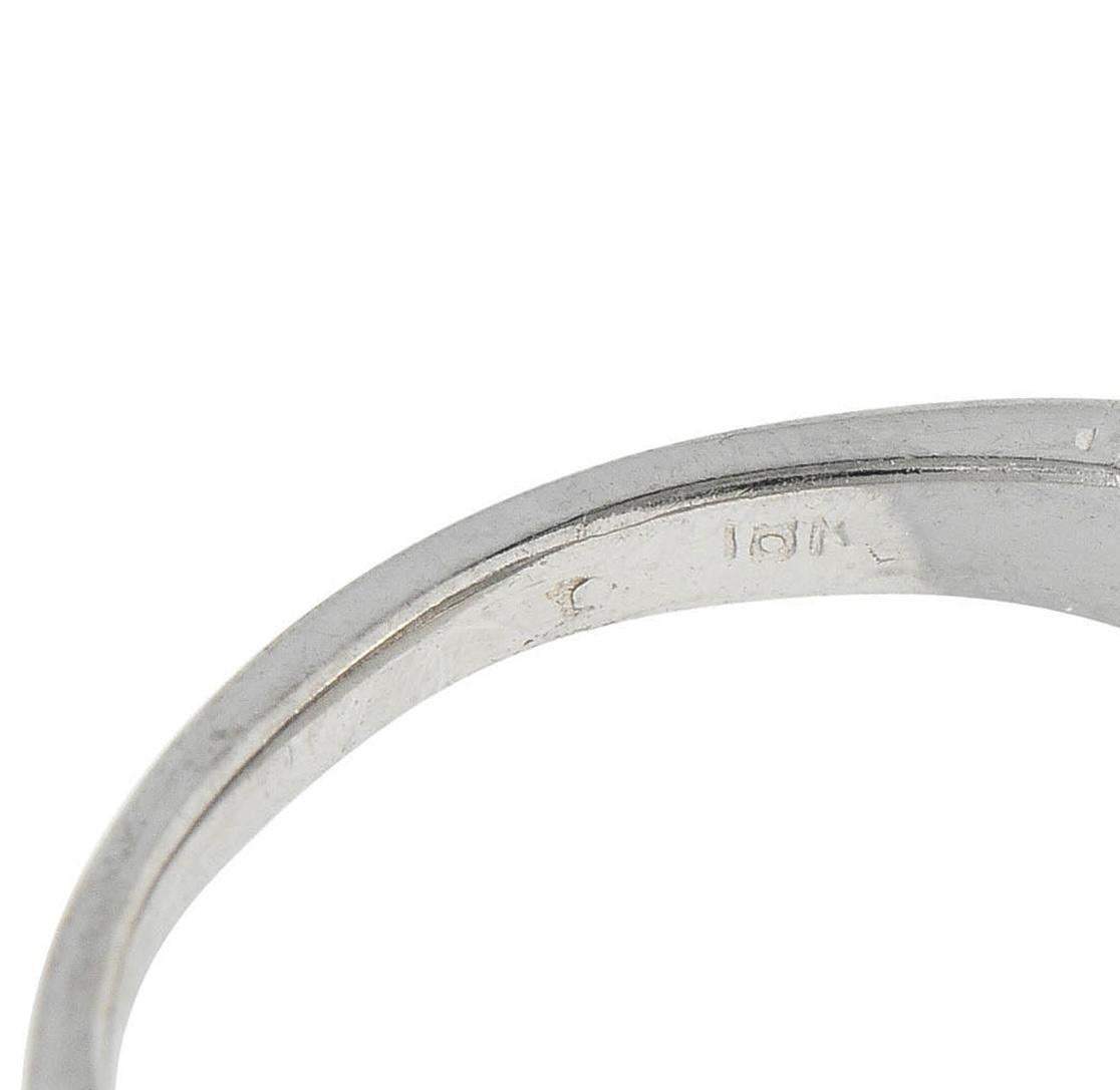 Felger Art Deco 1.35 CTW Diamond 18K White Gold Floral Vintage Engagement Ring For Sale 4
