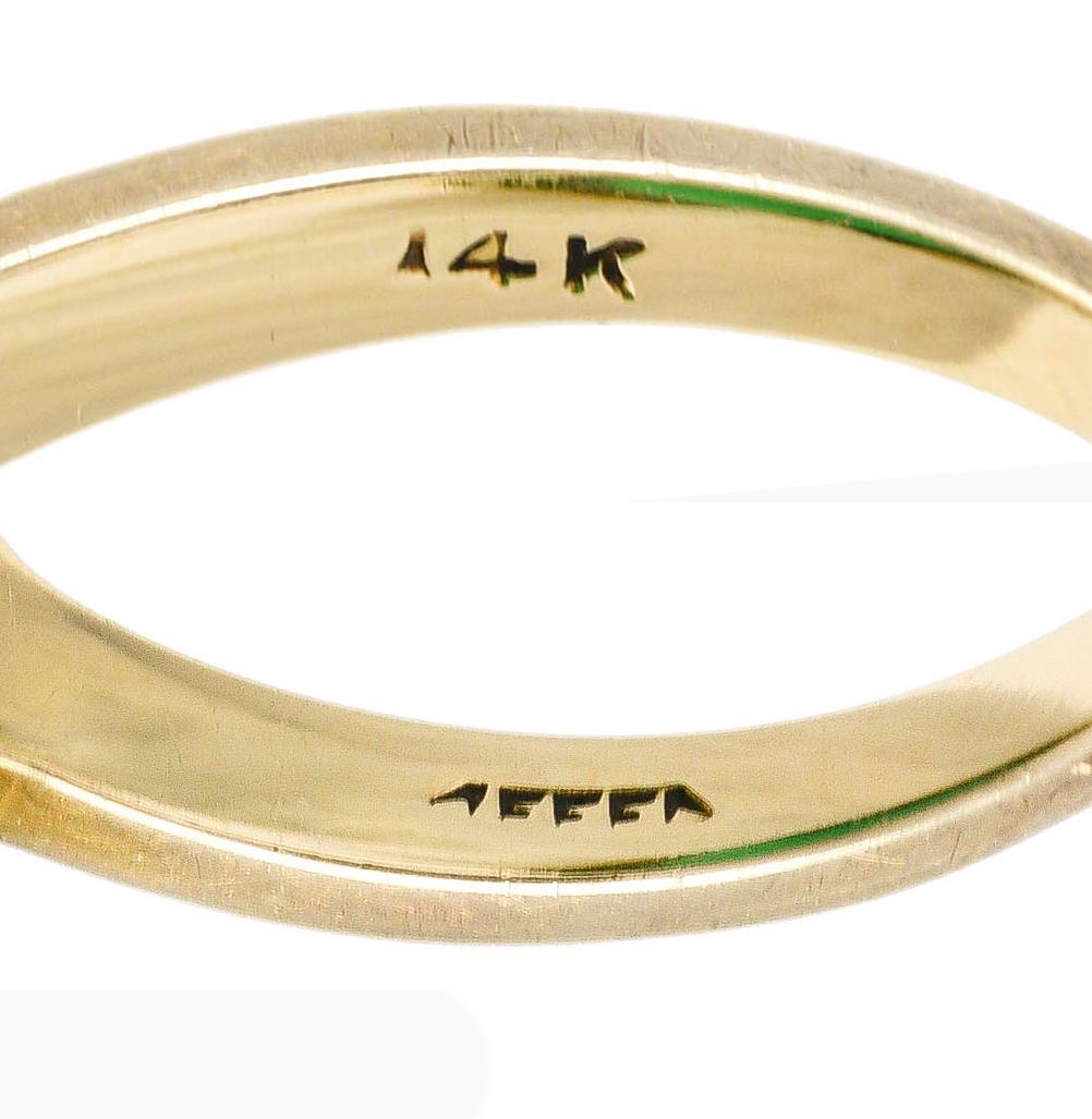 Women's or Men's Felger Art Deco Chrysoprase Enamel 14 Karat Yellow Gold Buddha Lotus Ring