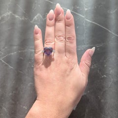 Felger Inc. 1940's Amethyst Diamond 14 Karat White Gold Vintage Heart Ring