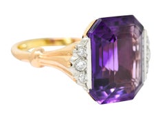Felger Inc. Amethyst Diamond Platinum-Topped 14 Karat Gold Cocktail Ring