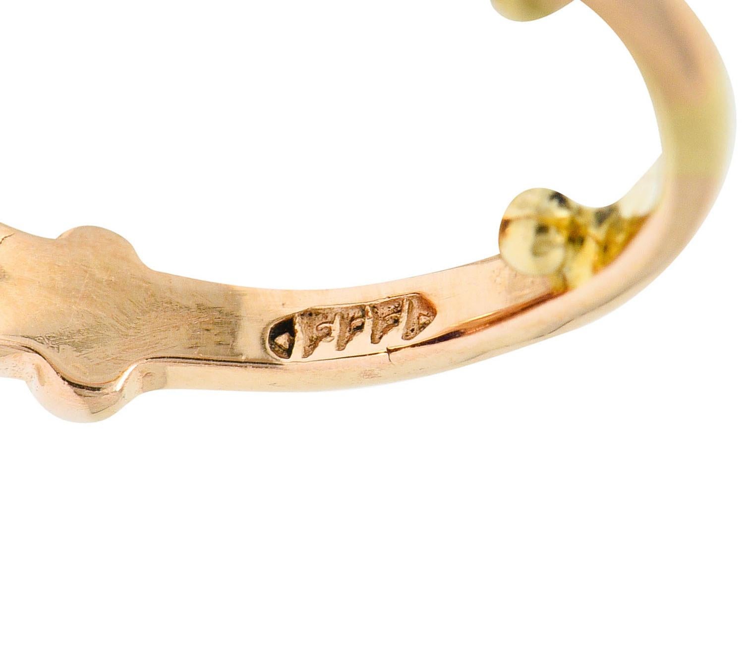 Women's or Men's Felger Inc. Amethyst Diamond Platinum-Topped 14 Karat Gold Cocktail Ring