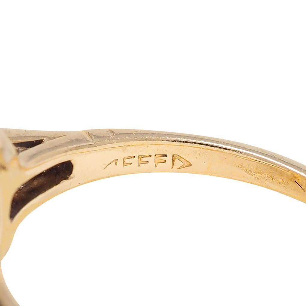 Felger Inc. Retro Moonstone Diamond 14 Karat Two-Tone Gold Vintage Ring 6
