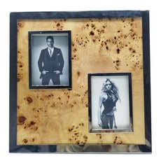 Felice Antonio Botta Attrib. Multi-Photo Frame in Chrome Metal and Briar, 70s