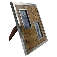 Felice Antonio Botta Attrib. Multi-Photo Frame in Chrome Metal and Briar, 70s