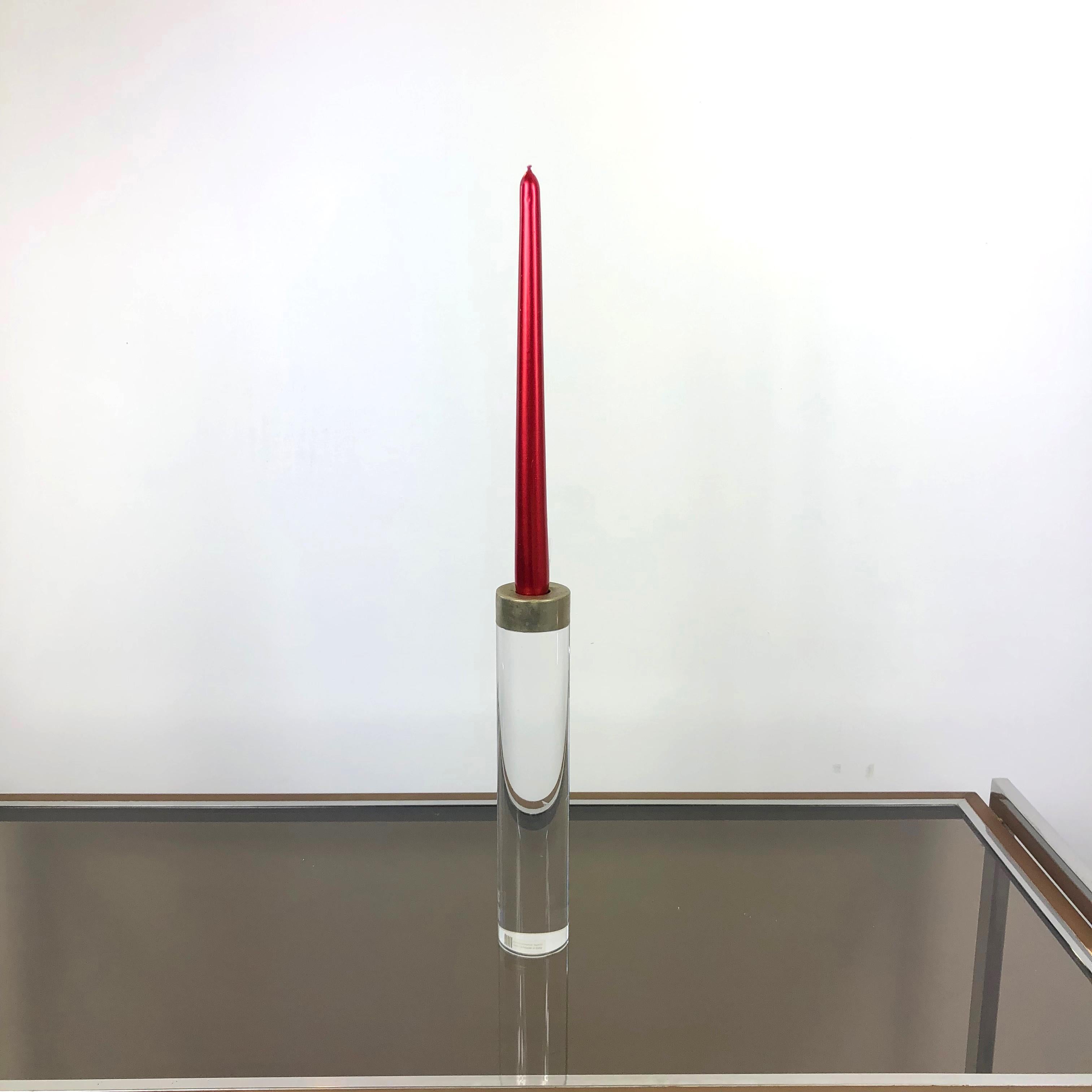 Florentine candleholder by the Italian designer F.A. Botta made in Lucite and metal, Florence, 1970s.