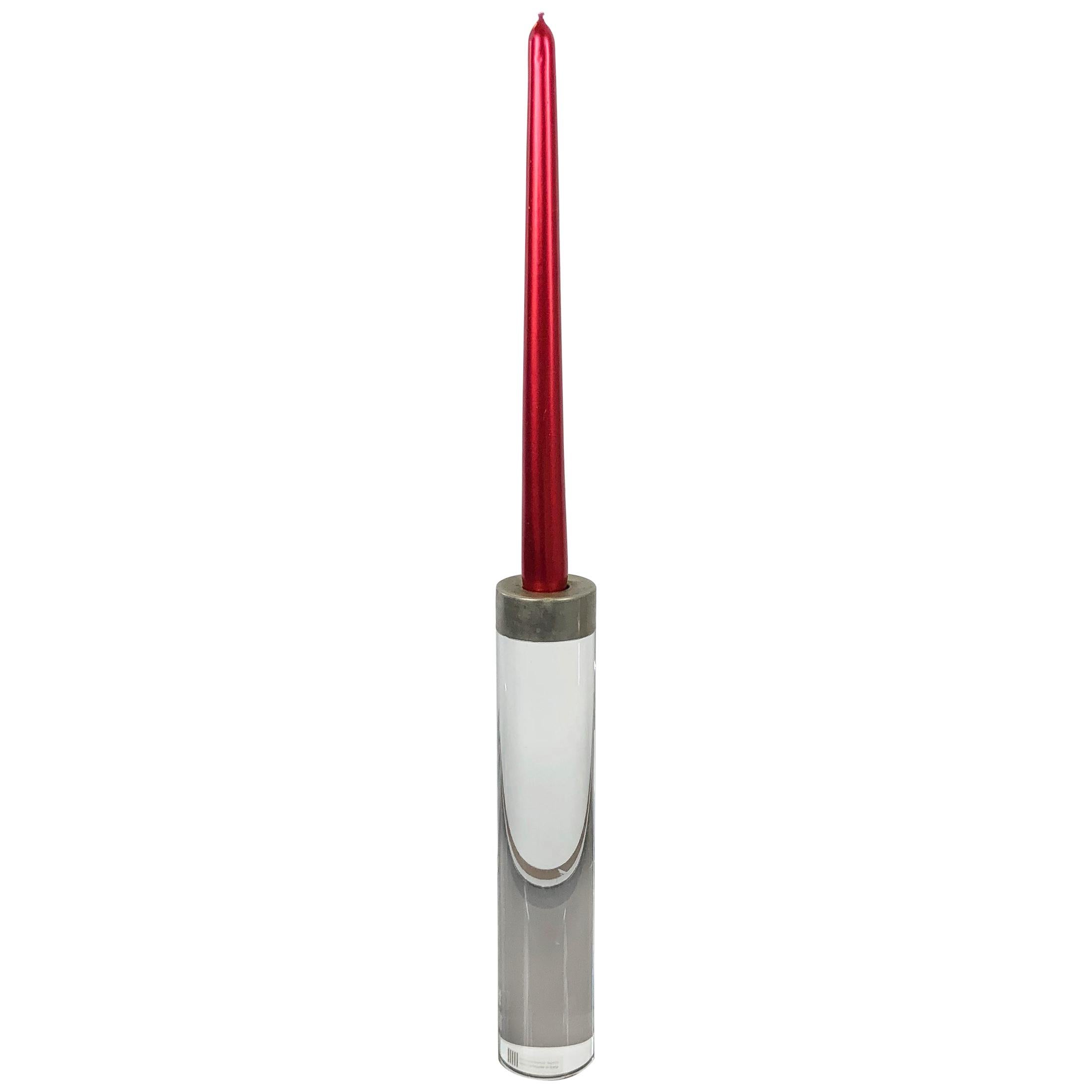 Zylindrischer Kerzenhalter aus Lucite von Felice Antonio Botta, Florenz, Italien, 1970er Jahre