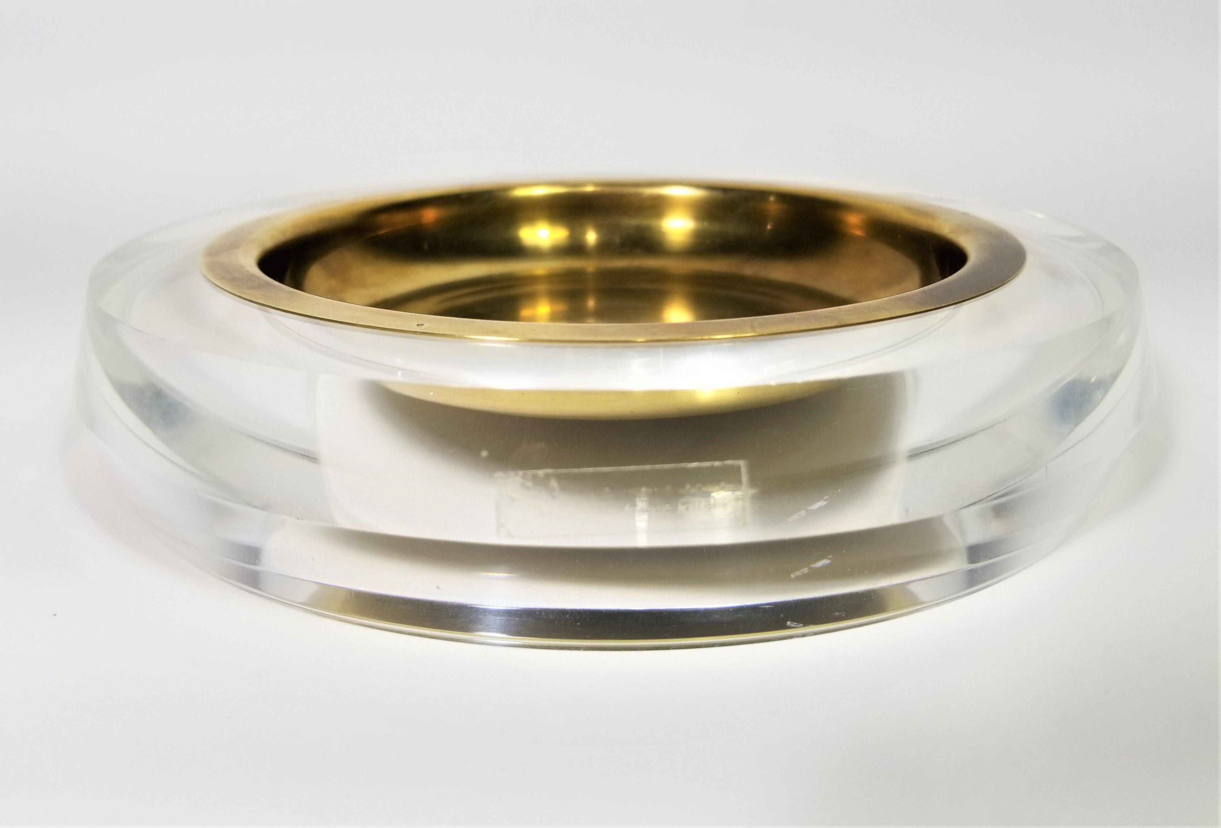 Felice Antonio Botta Italy Signed Lucite and Brass Ashtray or Dish, 1970s 4