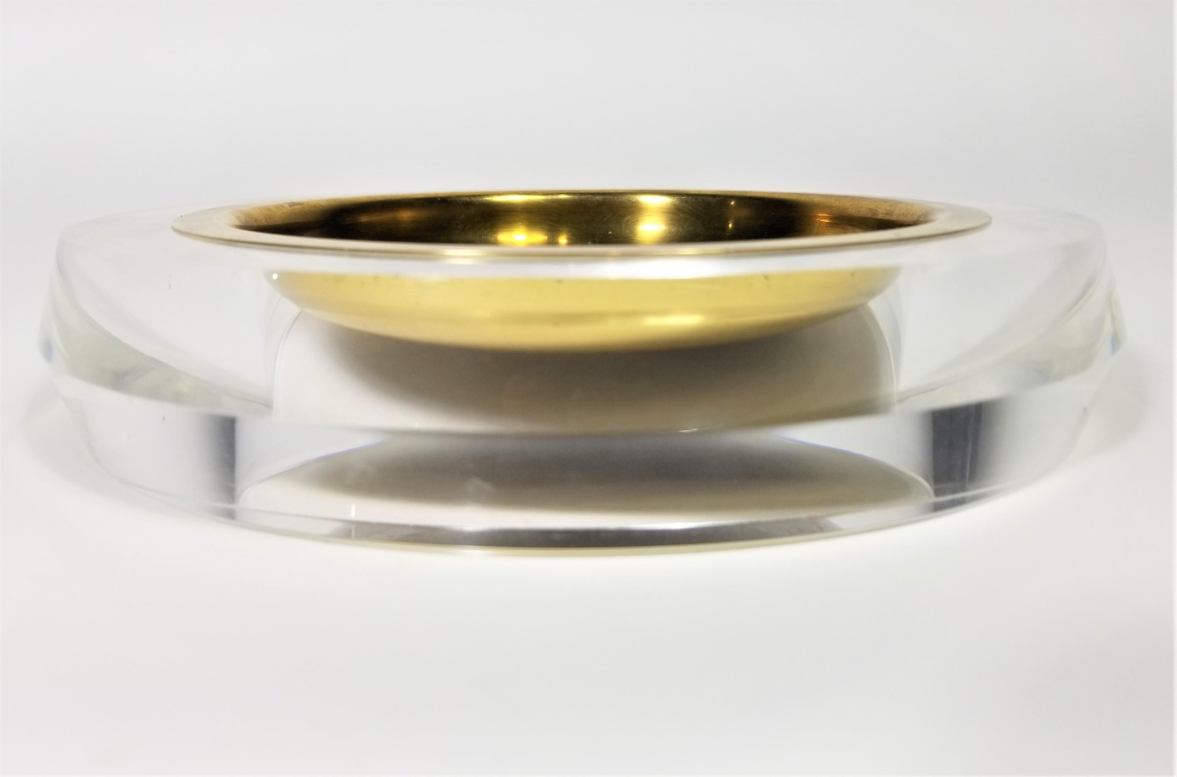 Felice Antonio Botta Italy Signed Lucite and Brass Ashtray or Dish, 1970s 3