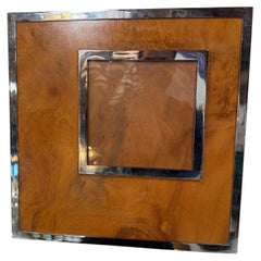 Felice Antonio Botta Signed Burl Wood & Chrome Picture Frame, Italy 1973