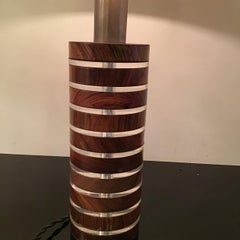 Felice Antonio Botta Table Lamp Brass Wood Plexiglass Fabric Brass Lampshade1974