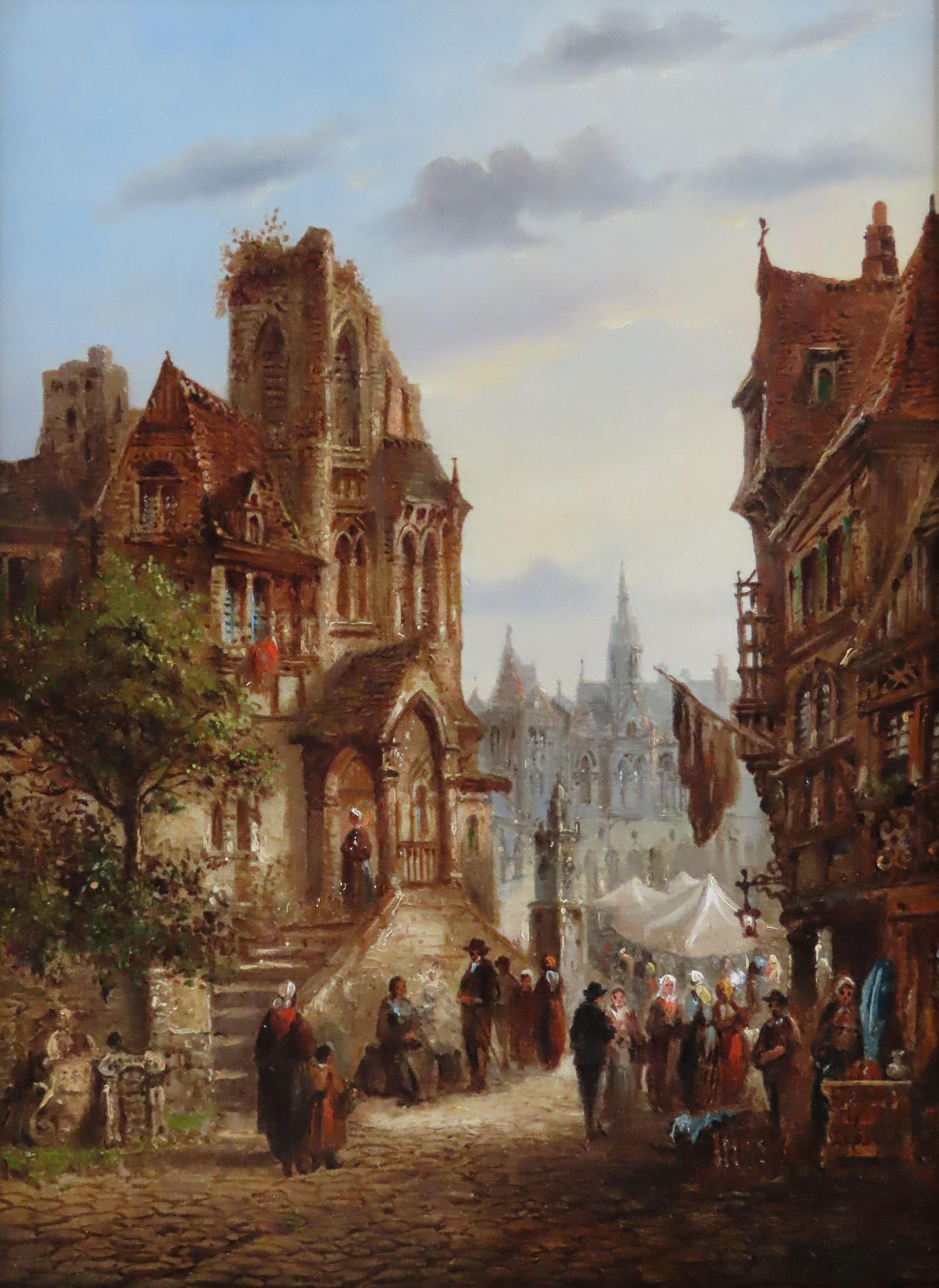 Paire de peintures à l'huile de Felice Auguste Rezia, 