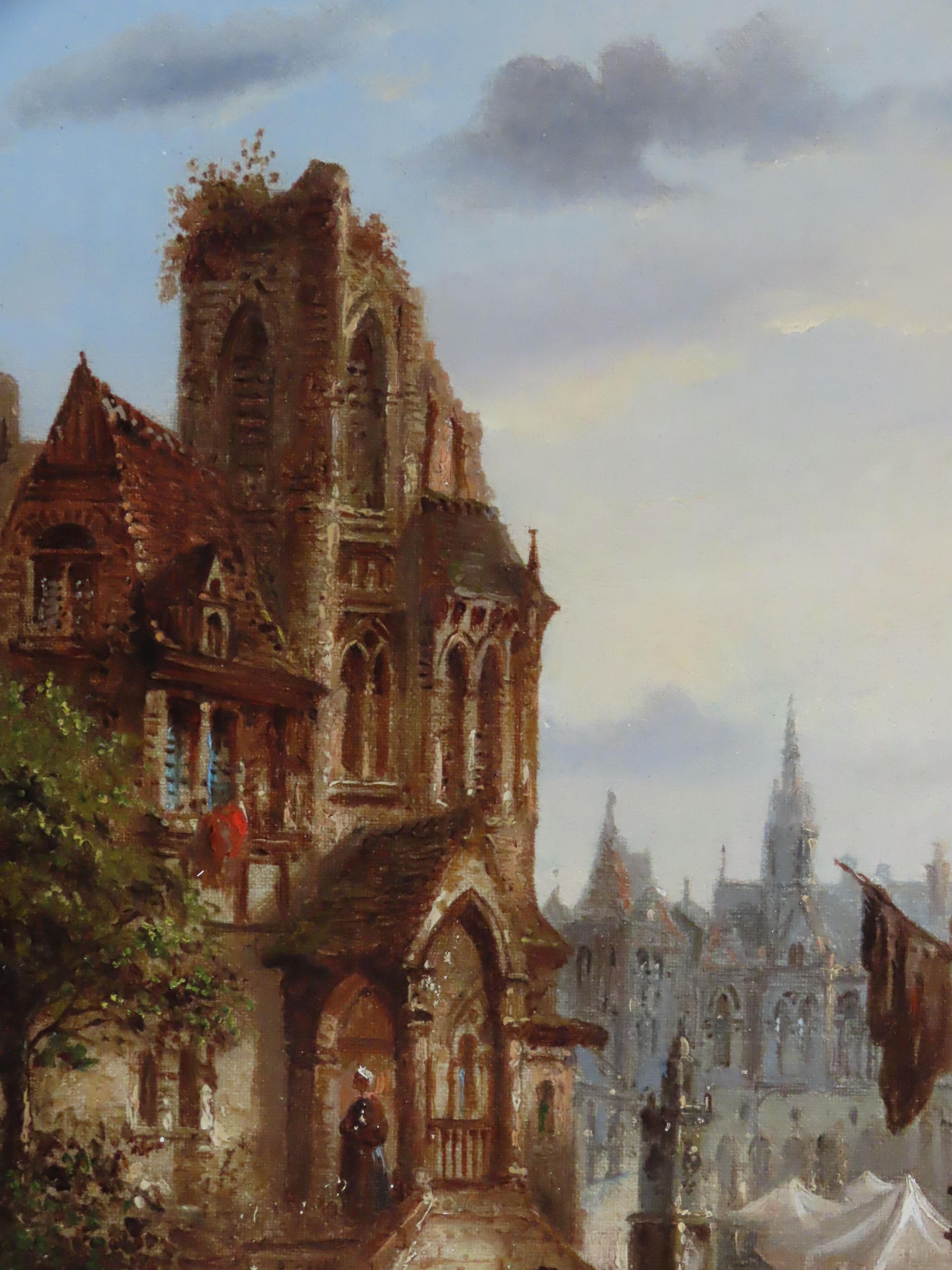 Paire de peintures à l'huile de Felice Auguste Rezia, 