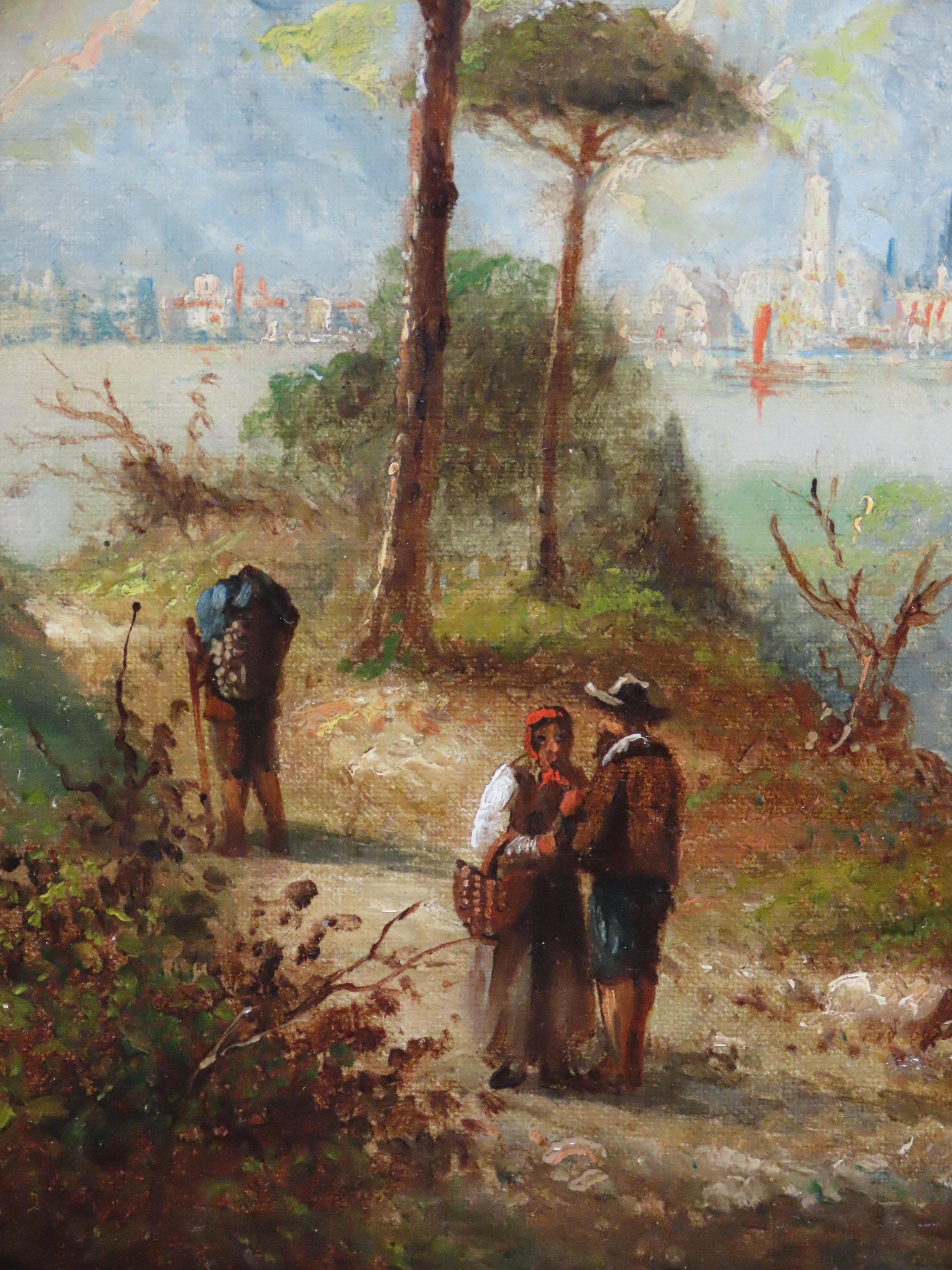 Paire de peintures à l'huile de Felice Auguste Rezia, 
