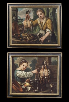 17th Century Still Life Felice Boselli Natura Morta Animals Oil on Canvas Yellow