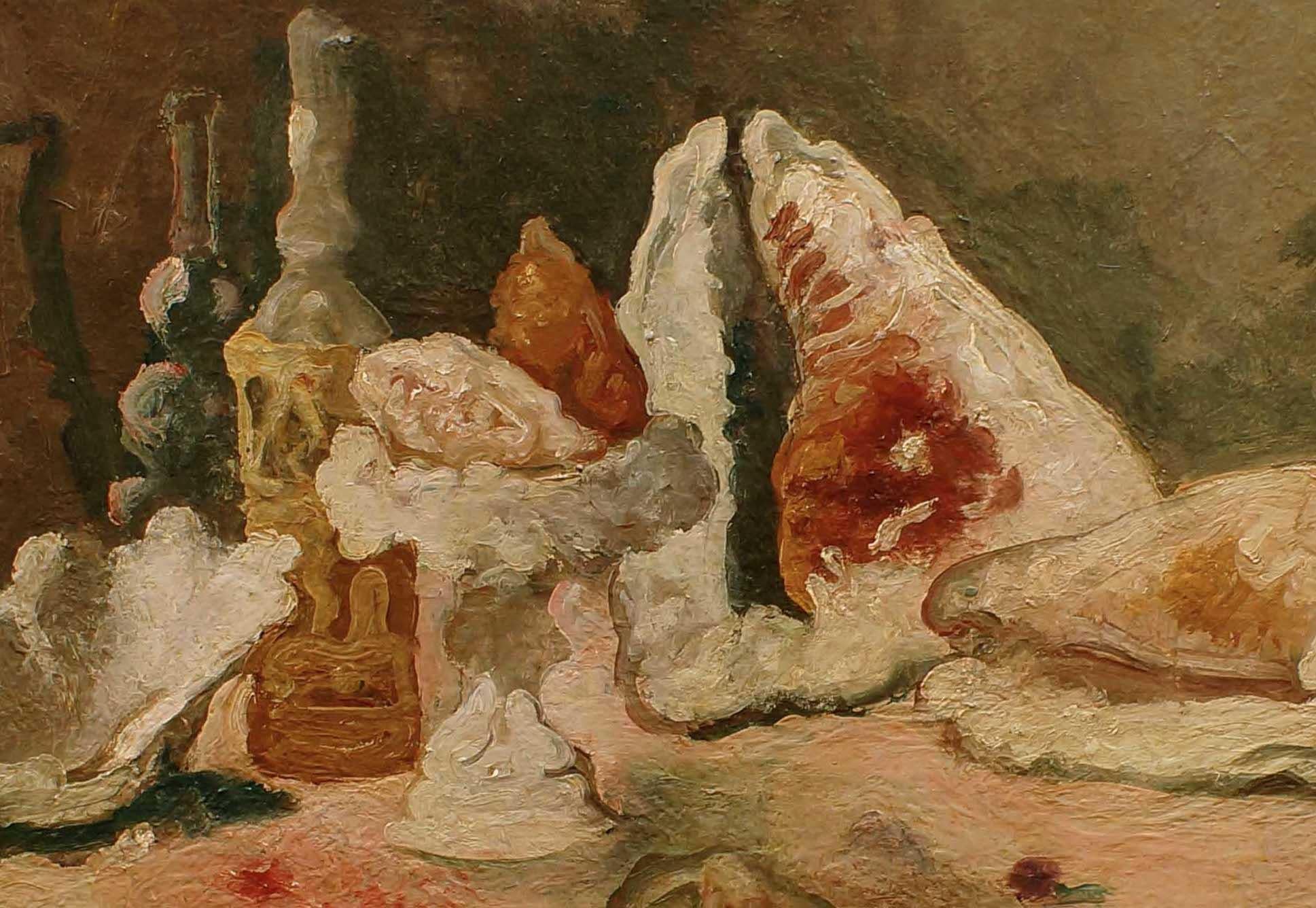 Nature morte - Huile originale sur toile par F. Carena - 1952  - Painting de Felice Carena